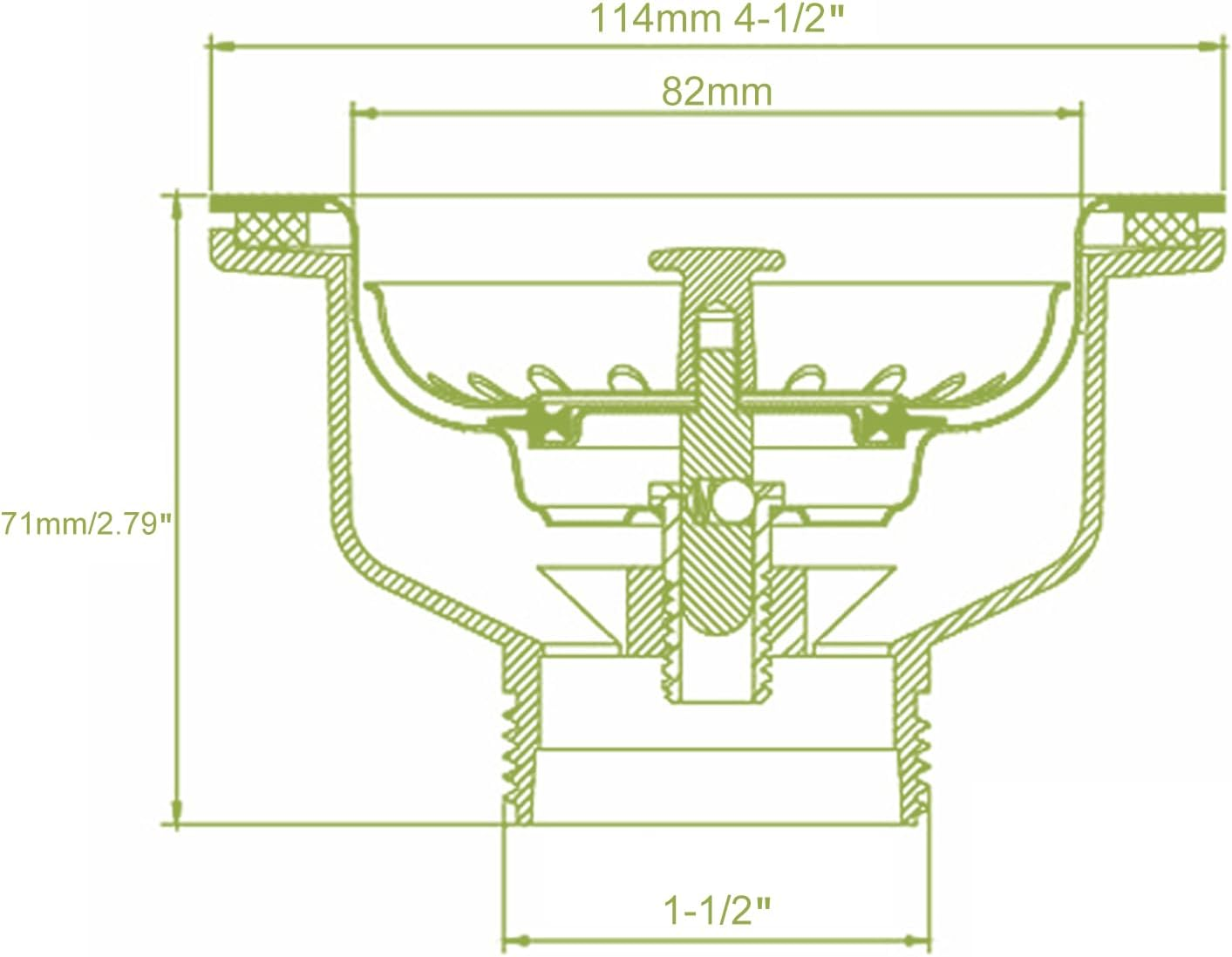 Qruilantu 3-1/2'' ﻿Kitchen Sink Drain Kit Sink Drain Basket Sink Drain Assembly 304 Stainless Steel Sink Strainer Drain Basket Replacement Fit Standard Sink Drain Hole - Gray+Tailpiece image number 3
