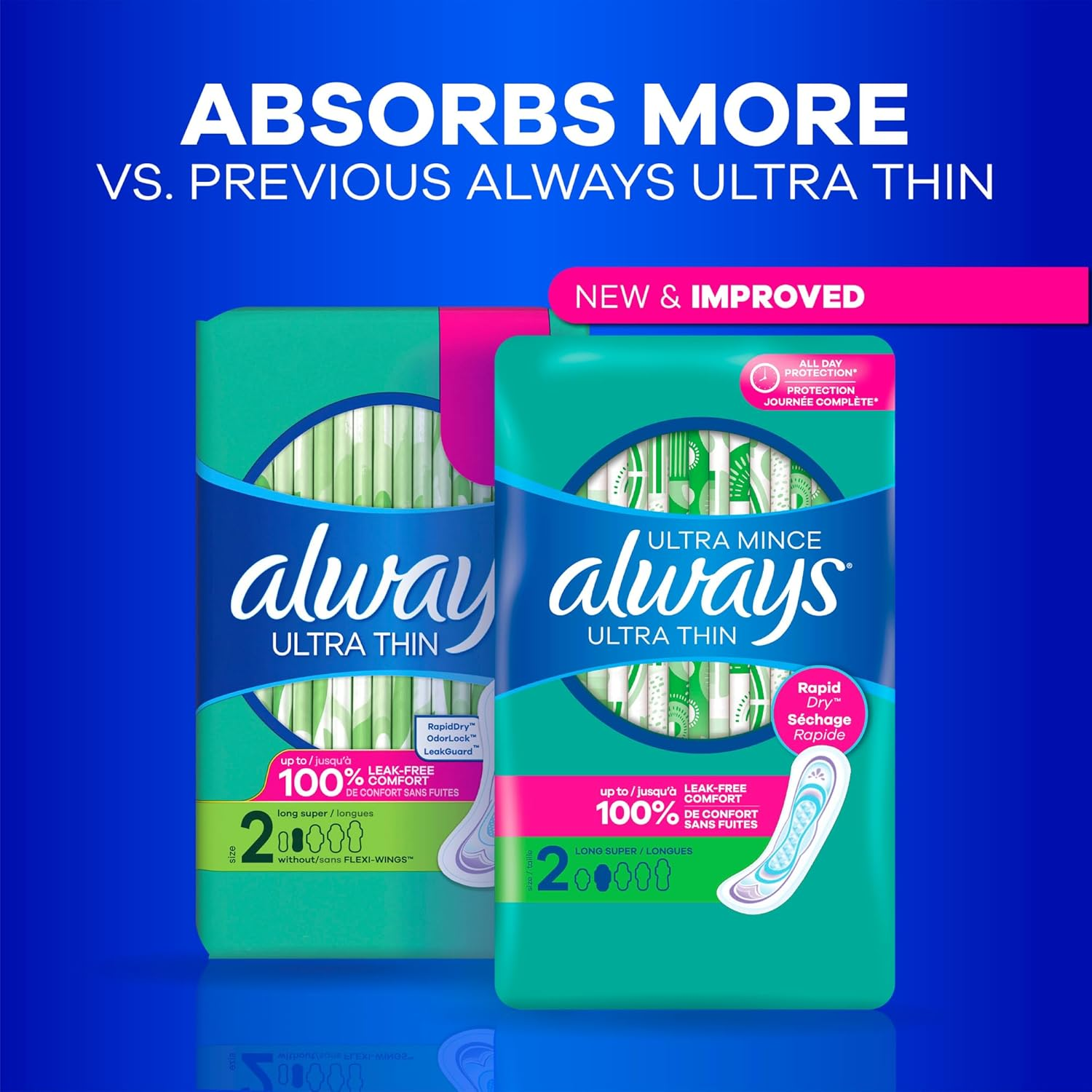 Always Ultra Thin Feminine Pads for Women, Size 2, Super Absorbency, Unscented, 40 Count - Pack of 3 (120 Count Total) (Packaging May Vary) image number 2