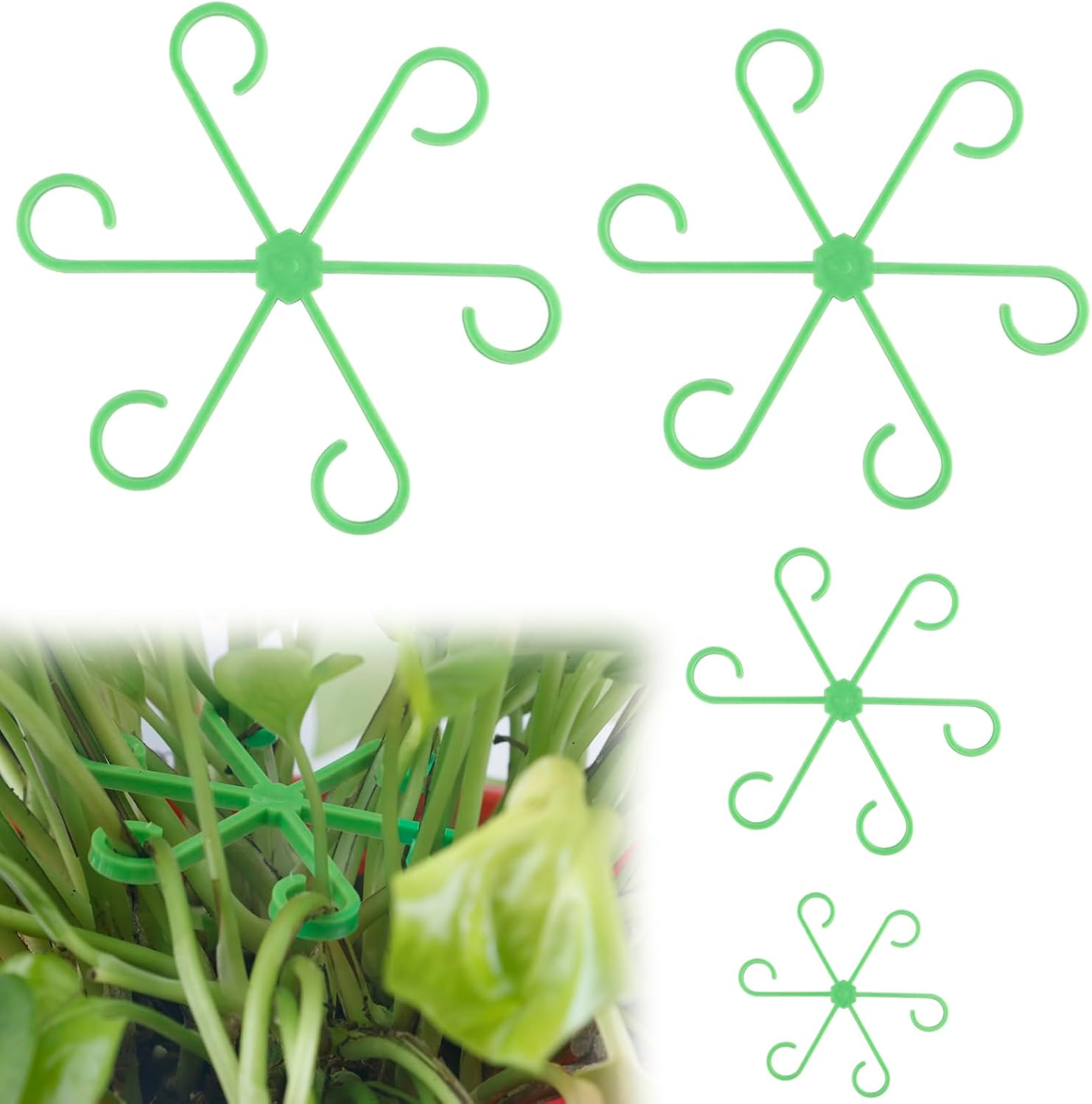 4 PCS Plant Stem Support, Climbing House Plant Stem Support, Plant Supports for Indoor Plants, Reusable Houseplant Accessories（Transparent）