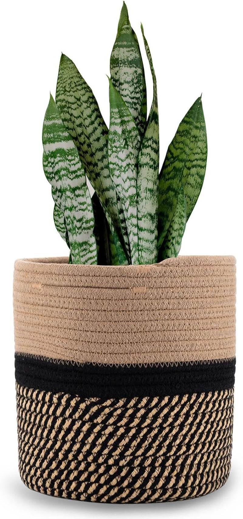 Woven Cotton Rope Plant Basket for 11 Inch Flower Pot Floor Indoor Planters,Decorative Small Basket for Plants Storage Organizer Modern Home Decor (12" X 12", Khaki)