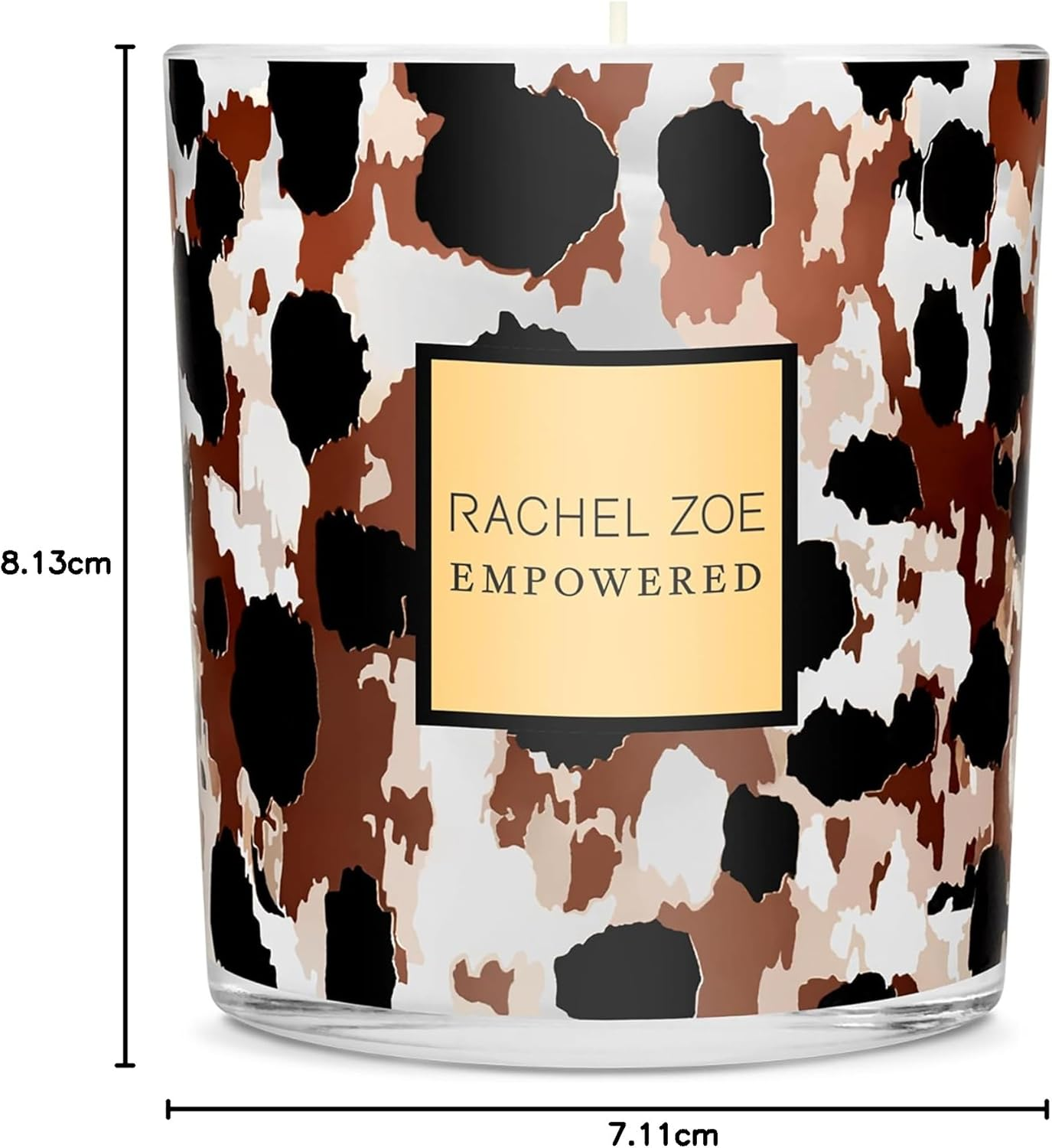 Rachel Zoe Empowered Scented Candle - Notes of Jasmine, Coconut and Musk - Contains Paraffin Soy Wax, Cotton Wick and Perfume Oil - Leopard Printed Jar - Long Lasting Floral Fragrance - 6.3 Oz image number 3