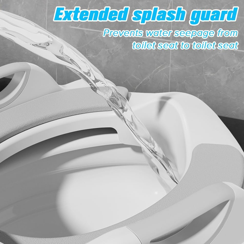 Necomi Potty Training Seat with Step Stool Ladder, Height Adjustable Toddler Potty for Kid Boys Girls, 2 in 1 Potty Training Seat with Non-Slip Pad Step Potty (Gray) image number 3