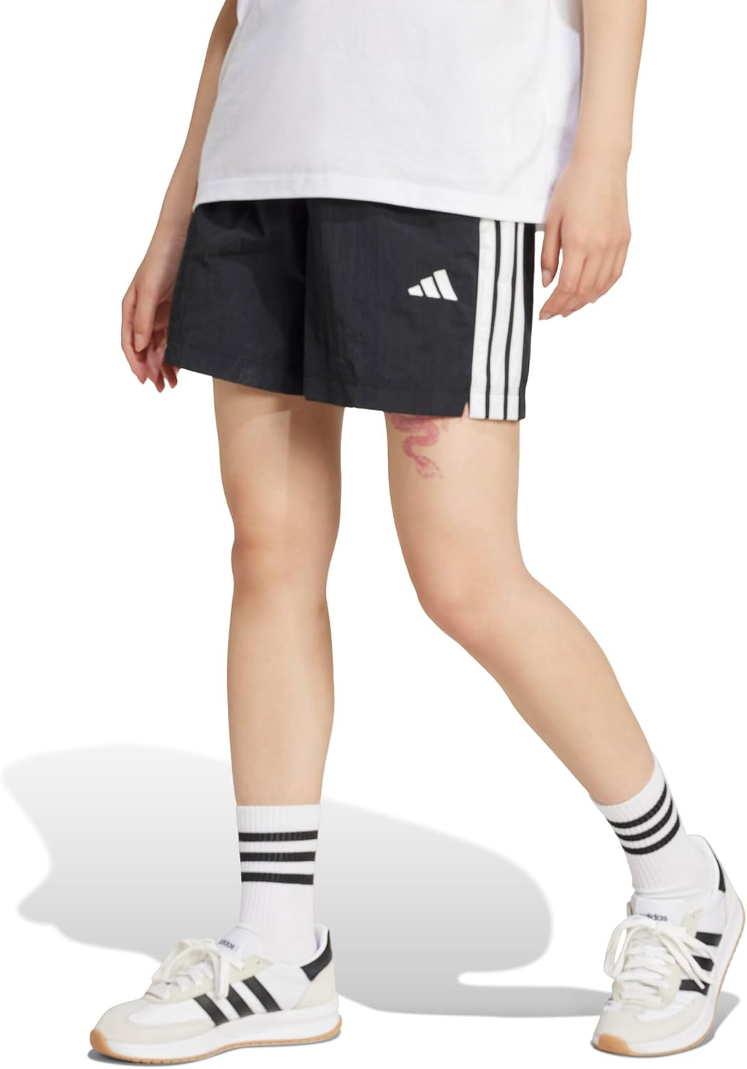 Adidas Womens Essentials 3-Stripes Lifestyle Woven Shorts Shorts image number 2