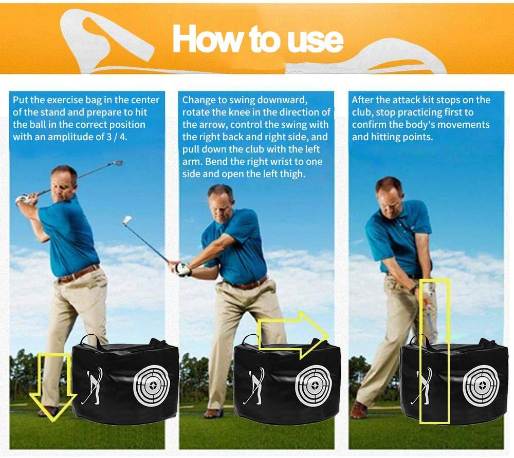 Golf Swing Impact Trainer Bag Golf Power Smash Bag - Black- Target Pattern image number 3