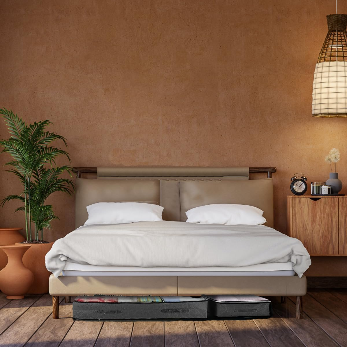 3-Pack 40L Underbed Storage Bags,H HOME-MART under Bed Shoe Storage Containers Clothes Organizers with Reinforced Handles,See-Through Window Sheet Organiser for Clothing, Blankets (3-Pack) image number 2