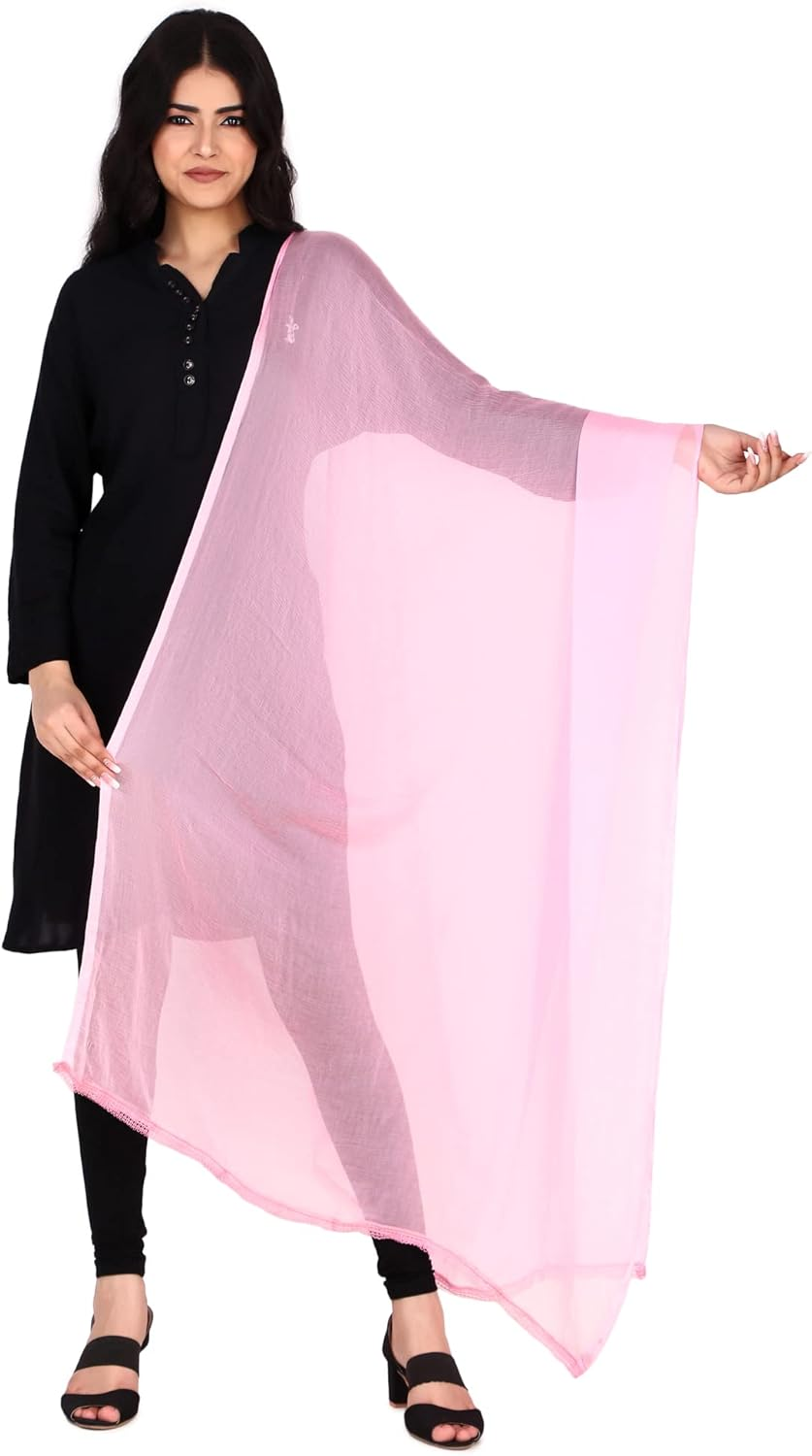 Traditions Bazaar Women'S Chiffon Lace Dupatta