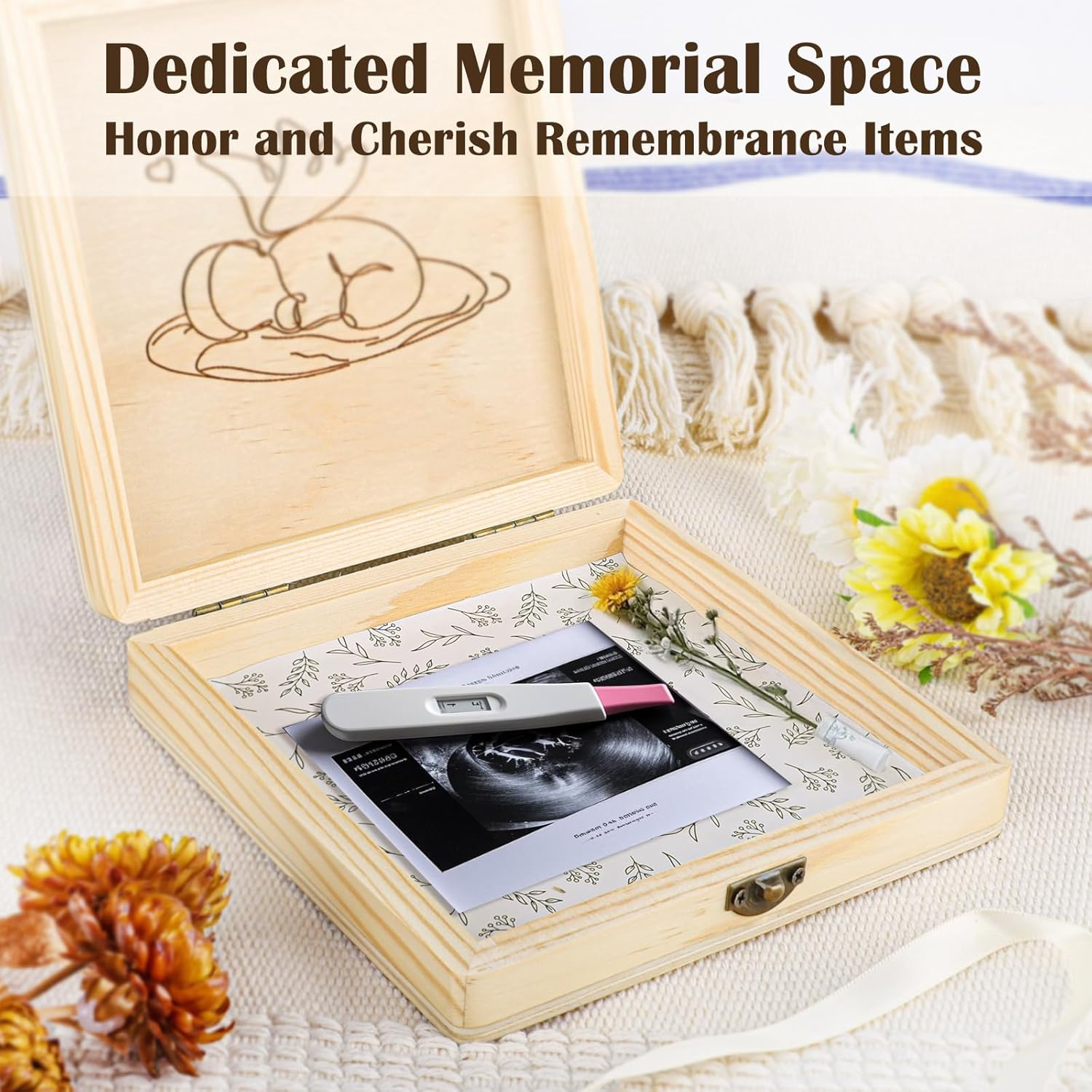 Miscarriage Gifts for Mothers, Memorial Box for Pregnancy Loss, Wooden Angel Baby Keepsake with Storage for Photo & Ornament - Comfort Sympathy Bereavement Gift for Parents, Mom and Dad image number 3