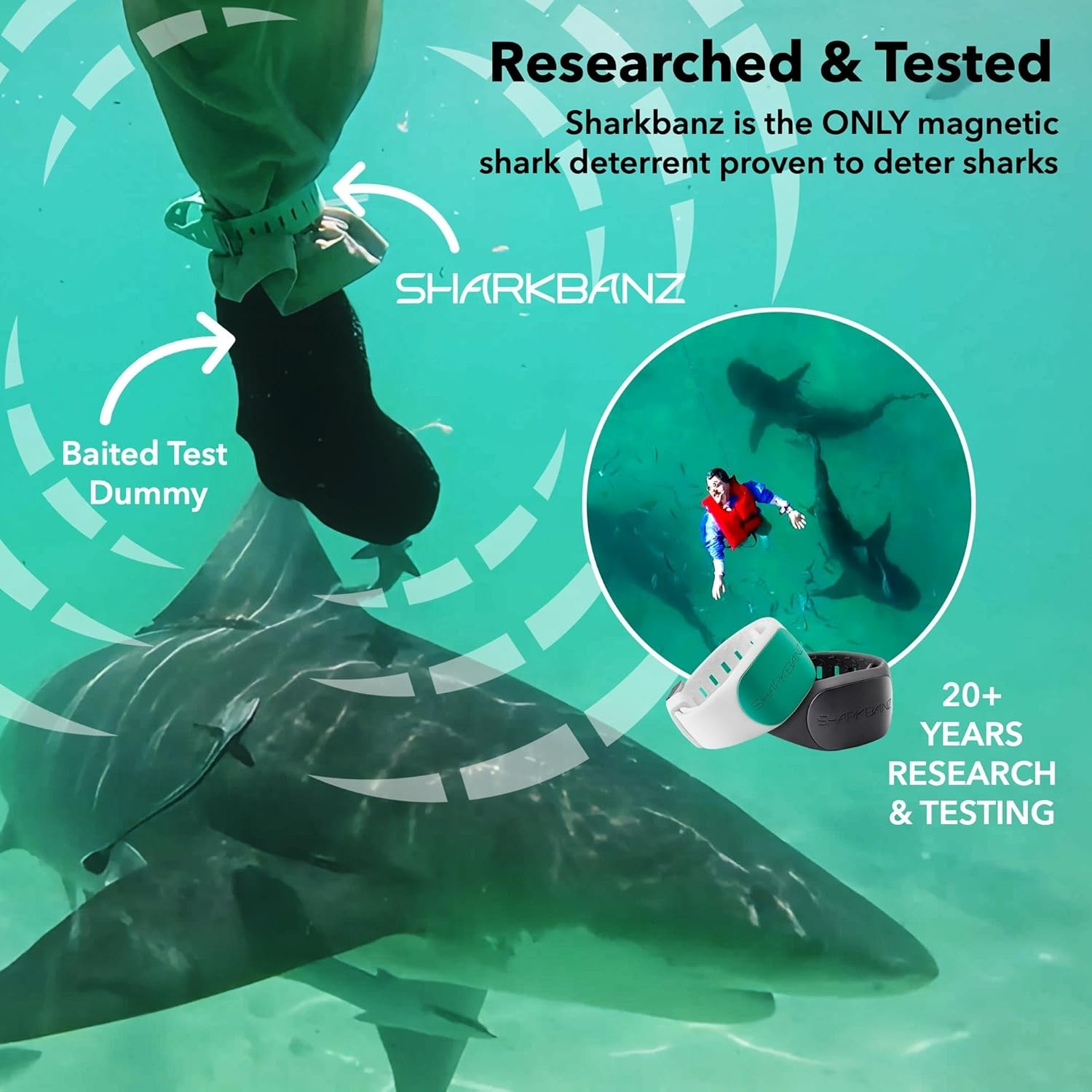 SHARKBANZ 2 Magnetic Shark Repellent Band for Swimming, Surfing, Diving, Snorkeling and All Ocean Sports image number 3