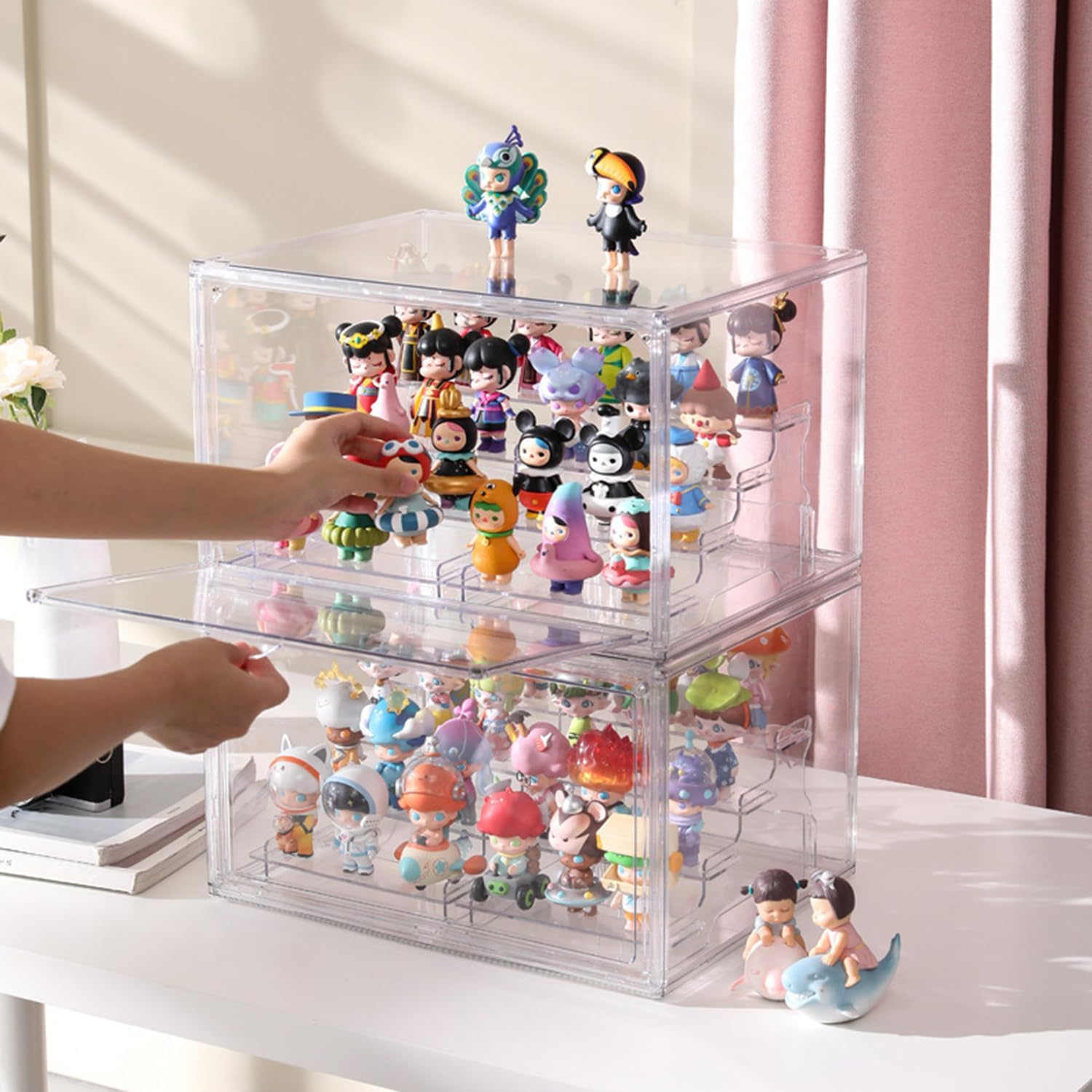 Acrylic Display Case for Collectibles, Stackable Proof 4 Layer Clear Acrylic Display Case for Figures and Keepsakes, Clutch, Wallet, Book, Toys Organization (Clear) image number 3