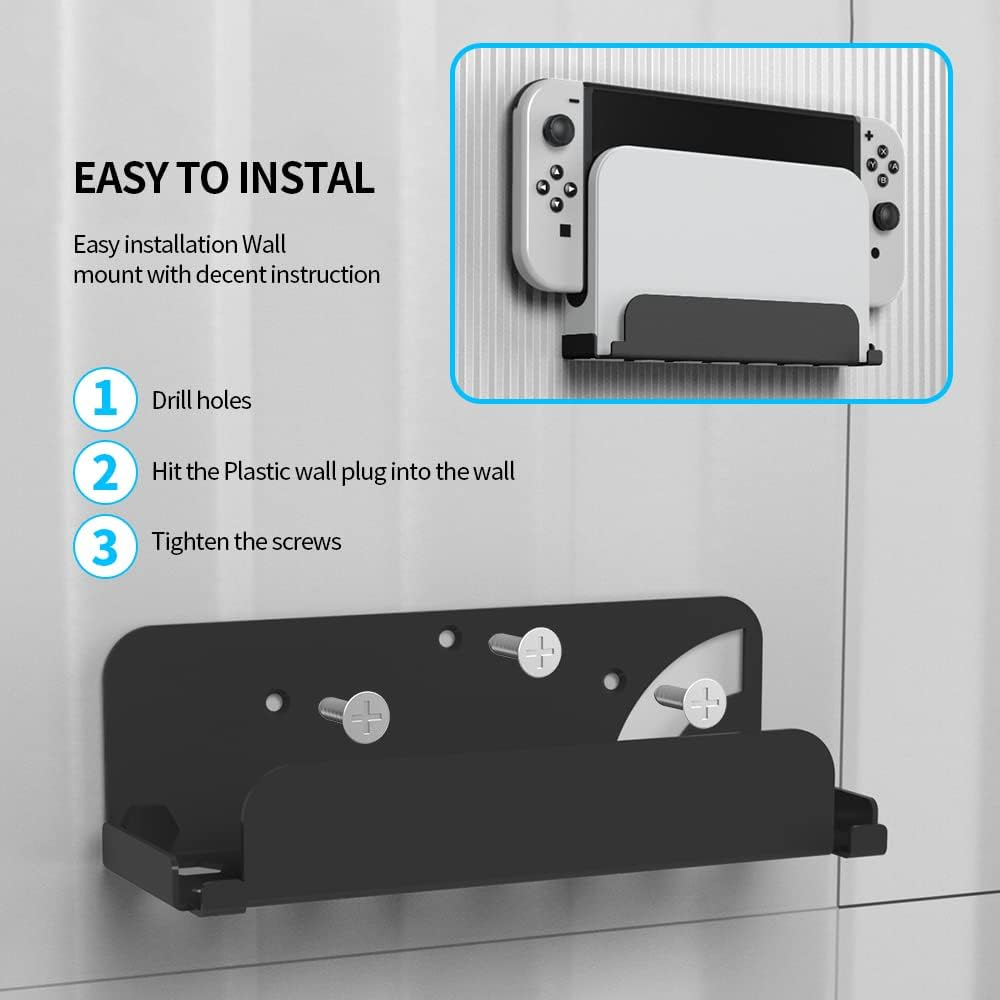 Switch OLED Black Steel Mount,Wall Mount Bracket Compatible with Nintendo Switch and Switch OLED image number 6