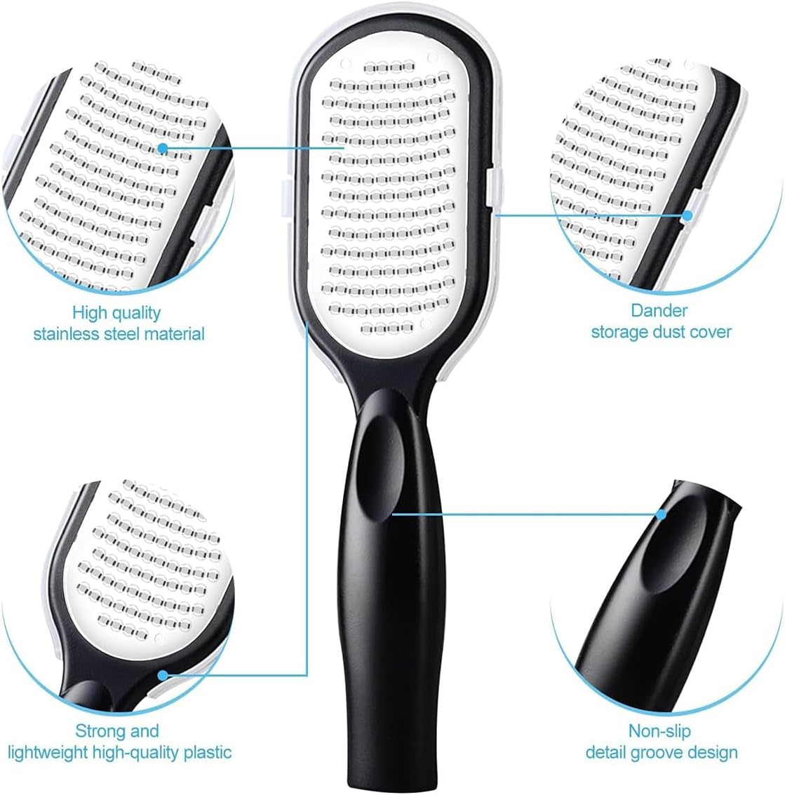 Premium Stainless Steel Pedicure Tool - Ergonomic Foot File for Hard Skin Removal, Durable Heel Scraper for Cracked Heels, Professional Foot Care, Black & White image number 1