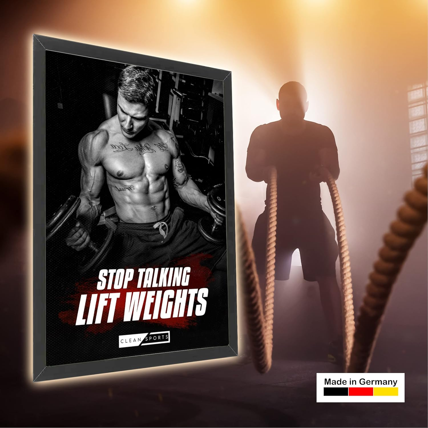 Fitness Poster &ndash; Gym Pictures Set of 4 Motivation for Body Pictures in DIN A2 Format &ndash; Training Poster for Gyms and Home Gym &ndash; without Frame Ideal Decoration for Your Training Room image number 3