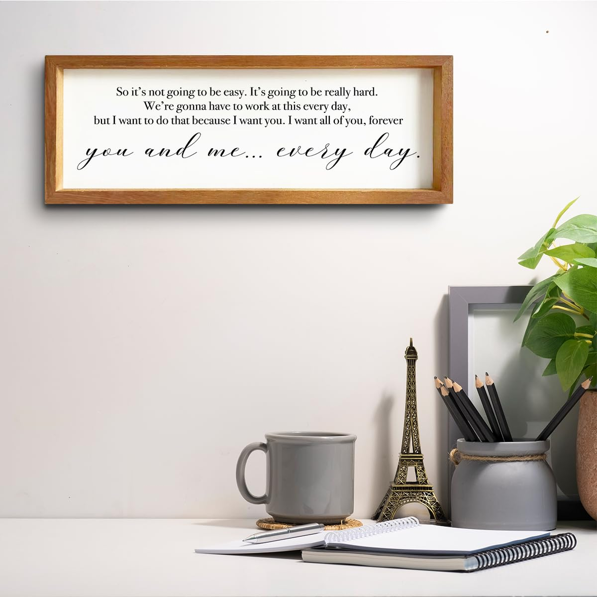 Inspirational Quotes Motivational Rustic Country Affirmations Decorative Wooden Framed Sign Encouragement Farmhouse Hanging Wall Decor Home Office Living Room Bedroom Kitchen Hallway Decoration image number 4