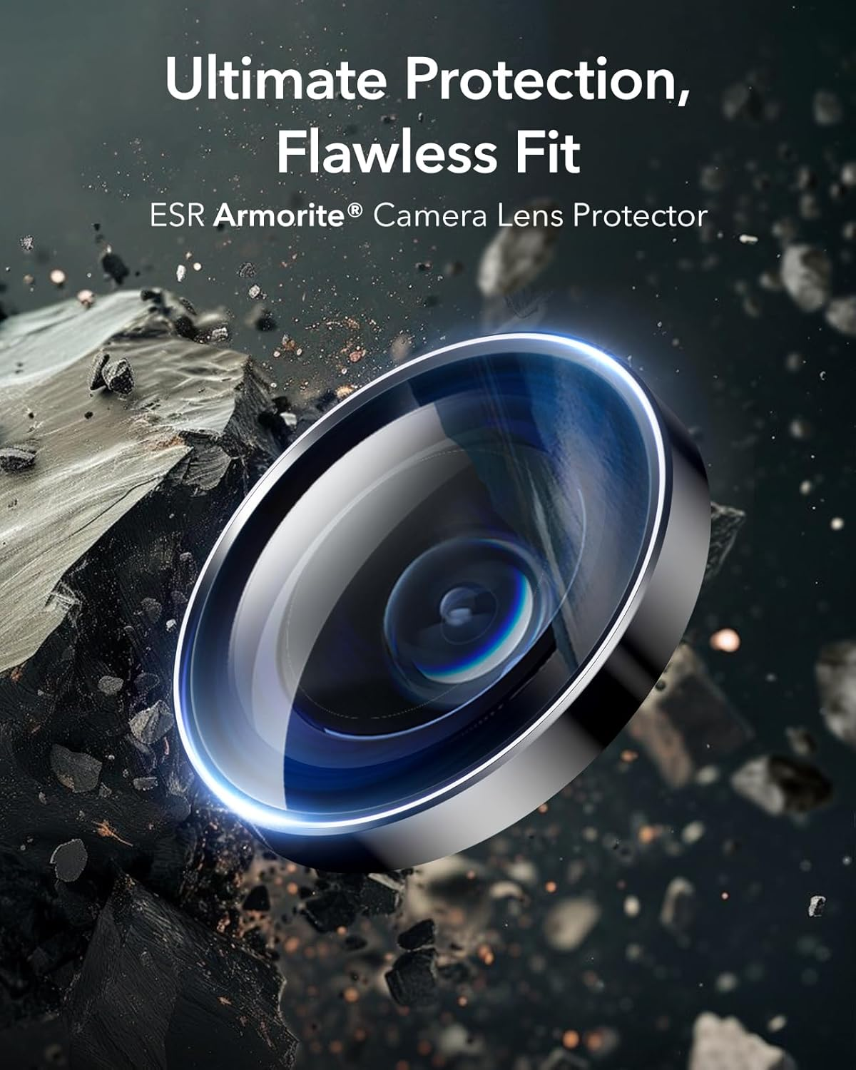 ESR for Samsung Galaxy S25 Ultra Camera Lens Protector, Individual Lens Protectors, Scratch-Resistant Ultra-Thin Tempered Glass with Aluminum Edging, Galaxy S25 Ultra Case Friendly, 2 Sets, Black image number 3