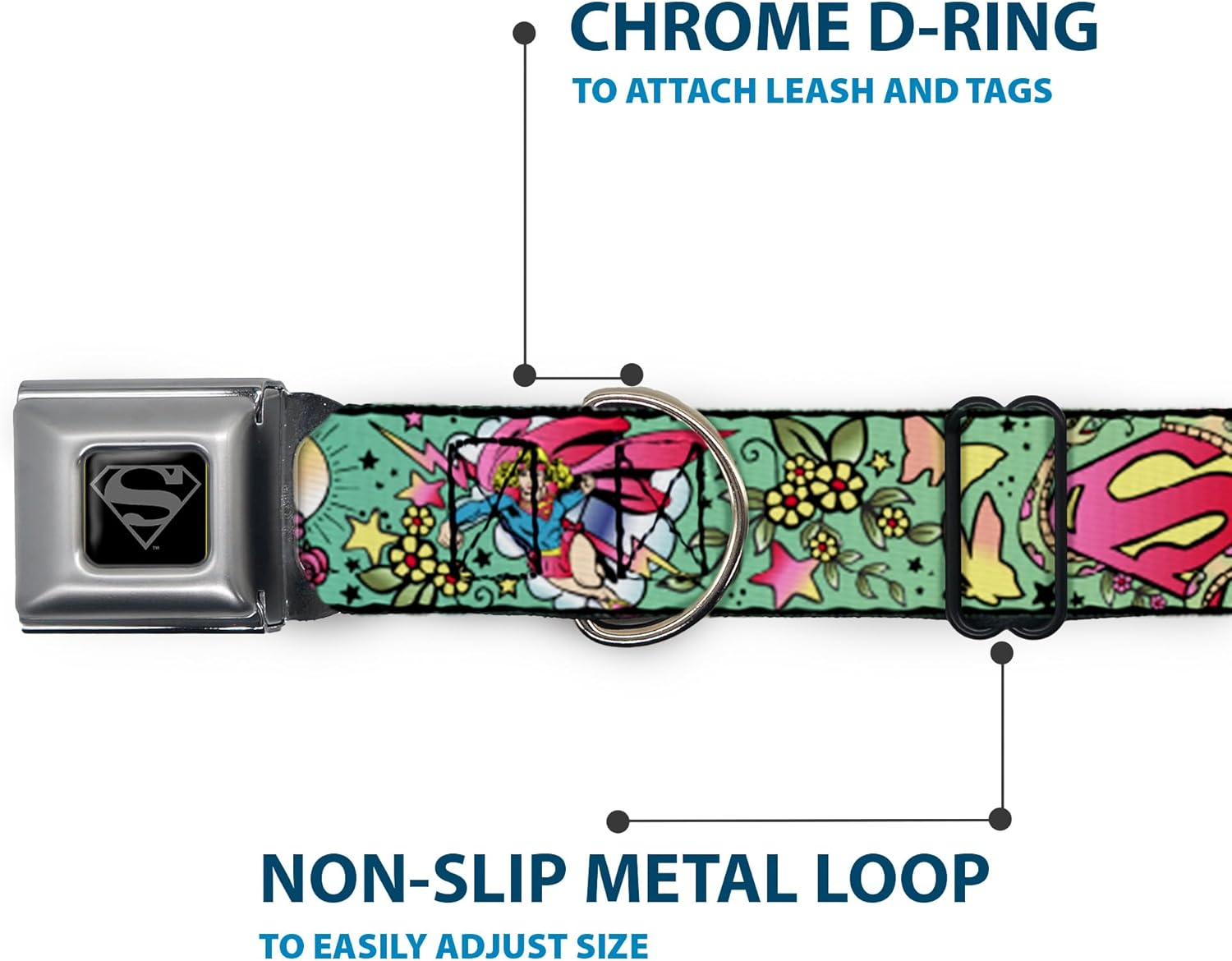 Buckle-Down Seatbelt Buckle Dog Collar - Supergirl Tattoo Scene - 1" Wide - Fits 11-17" Neck - Medium image number 6