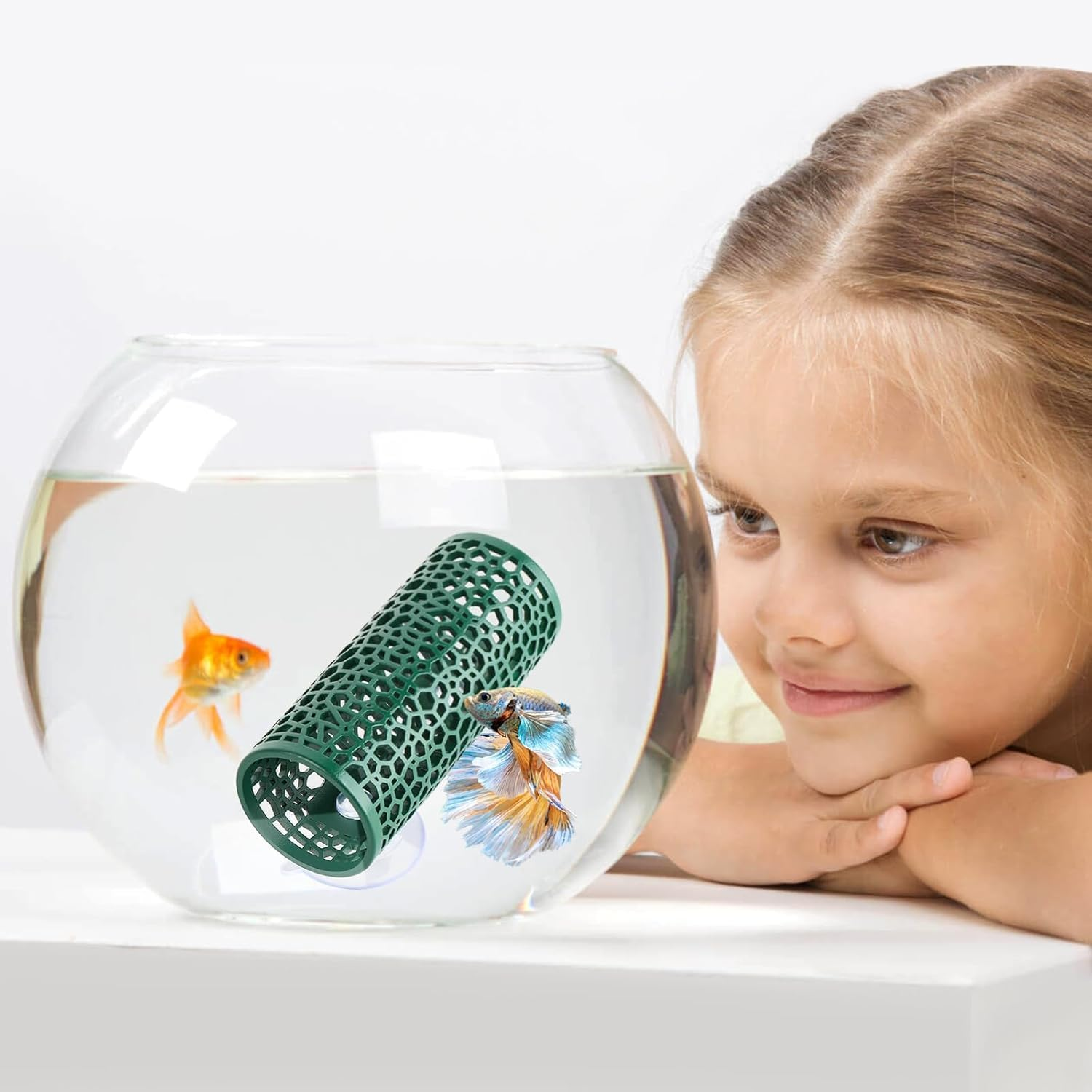 Hollow Betta Fish Tunnel,Small Hole Hollow Betta Fish Cave,Betta Fish Tube Tunnel Toy,Aquarium Betta Tunnel with Suction Cups,Aquarium Decor Fish Tank Accessories Decorations Hideout Tube (Green) image number 4