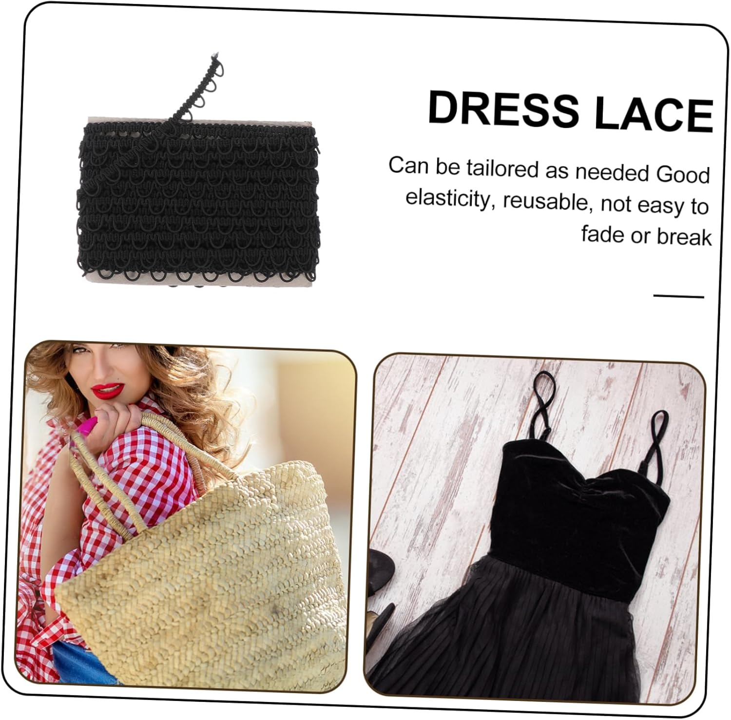 AUTSUPPL 1Pc Wave Lace Trim for Wedding Dress Handmade Decorative Elastic Button Loop Trim Clothing Accessories for Bridal and Craft Projects image number 7