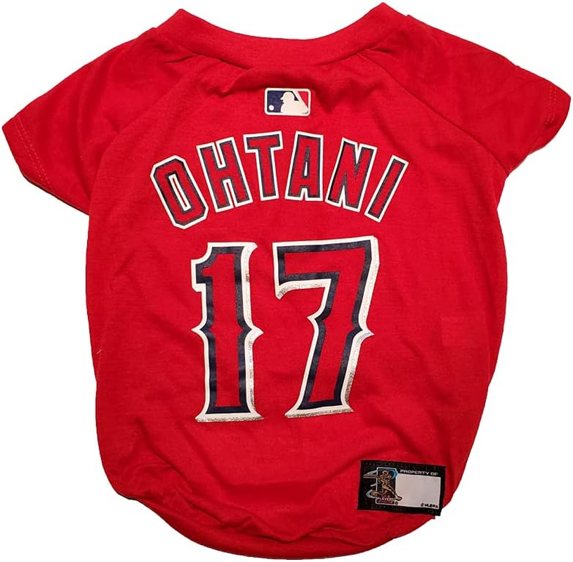 MLBPA SHOHEI OHTANI #17 TEE Shirt for Dogs & Cats. MLB Los Angeles Angels Dog T-Shirt, Large | Sports Dress for Pets | Licensed Sporty Dog Shirt. image number 2