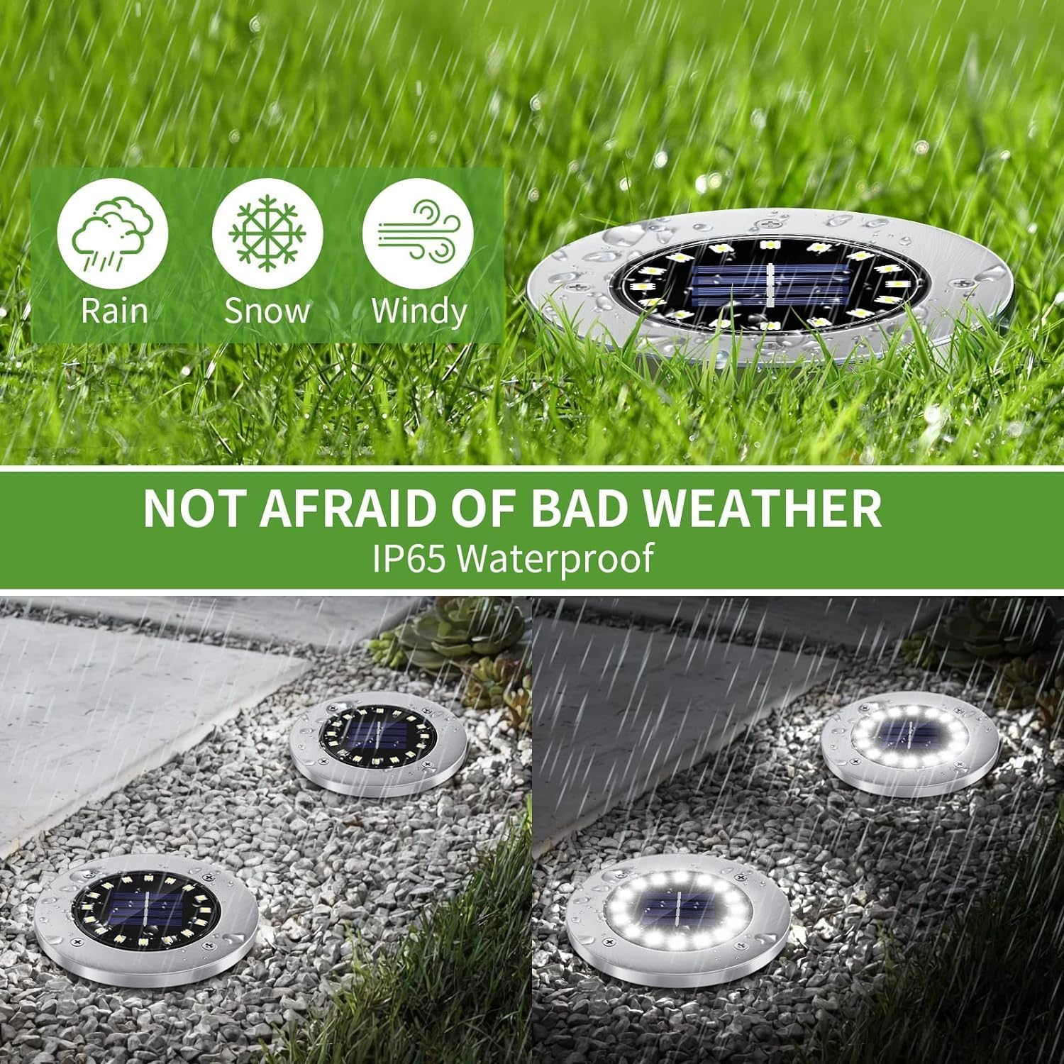 12 LED Solar Lights Outdoor, 12 Pack IP65 Waterproof Solar Garden Lights, Powerful Solar Street Light for Outdoor Ground Lighting, Patio, Deck, Pathway image number 2