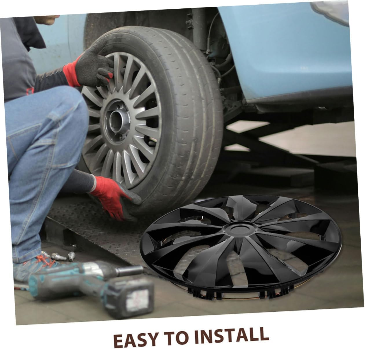 TOPPERFUN 14 Inch Car Wheel Hub Cap Universal Rim Cover Hub Center Cap for Trucks and Cars Black Sturdy Wheel Decoration for City and Off-Road Driving image number 3