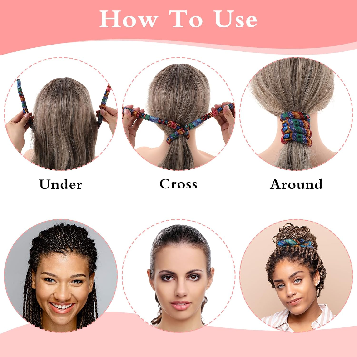 Qianyu 2 Pcs Spriral Lock Hair Tie Colorful Dreadlock Accessories Bendable Hair Ties for Women and Men Iron Wire Embedded Ponytail Holder Dread Hair Ties for Long Braids Thick Curly Hair image number 5