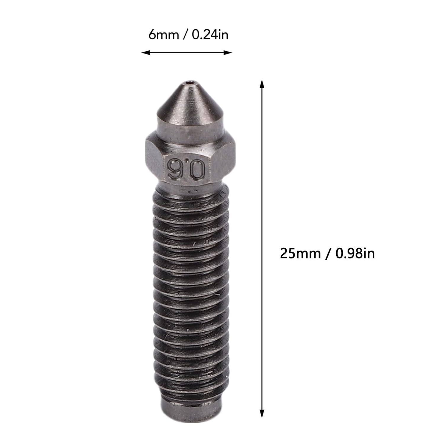 2Pcs 3D Printer Nozzle, Hardened Steel Extruder Carbon 0.6Mm Nozzle for ELEGOO with High Temperature Abrasion Proof image number 3
