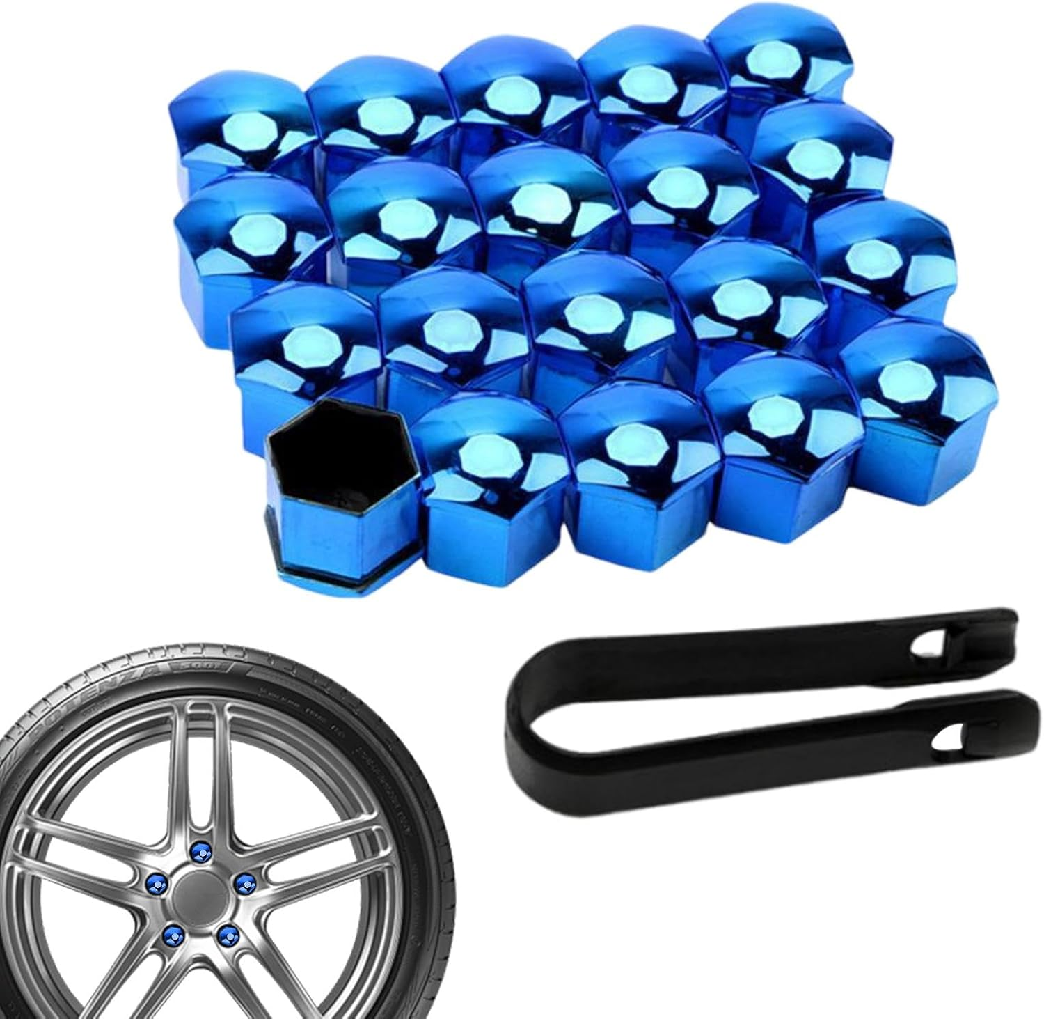 Car Tire Nut Caps,Wheel Bolt Nut Covers Caps Set | Tire Nut Covers with Removal Tool, Replacement Dust, 17Mm 19Mm 21Mm, Car Wheel Decoration image number 3
