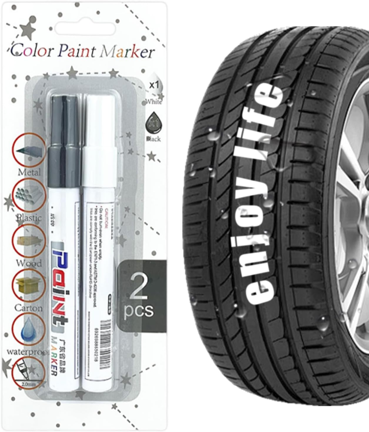Car Wheel Paint Pen - Quick Seal, Weather Resistant | Car Wheel Rim Coating Tool, Paint Brush, Tire Customisation Amplifier, Paint Marker Refill Kit for Vehicle Repair