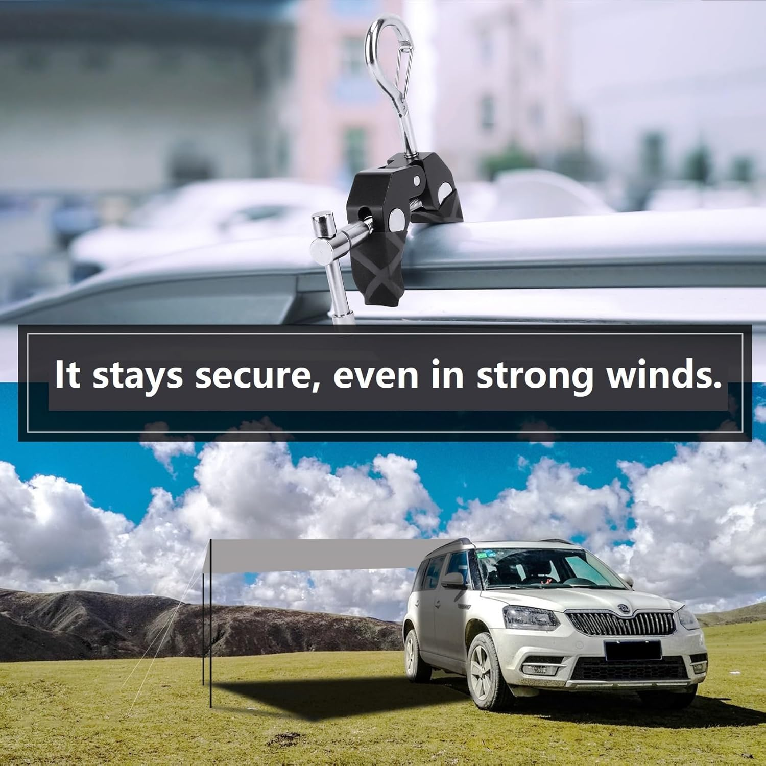 KOMCLUB Tarp Clips Car Roof Joint for Tarp Attachment,Easy Installation, Compact, Durable, Doubles as Lantern Hanger (1) image number 5