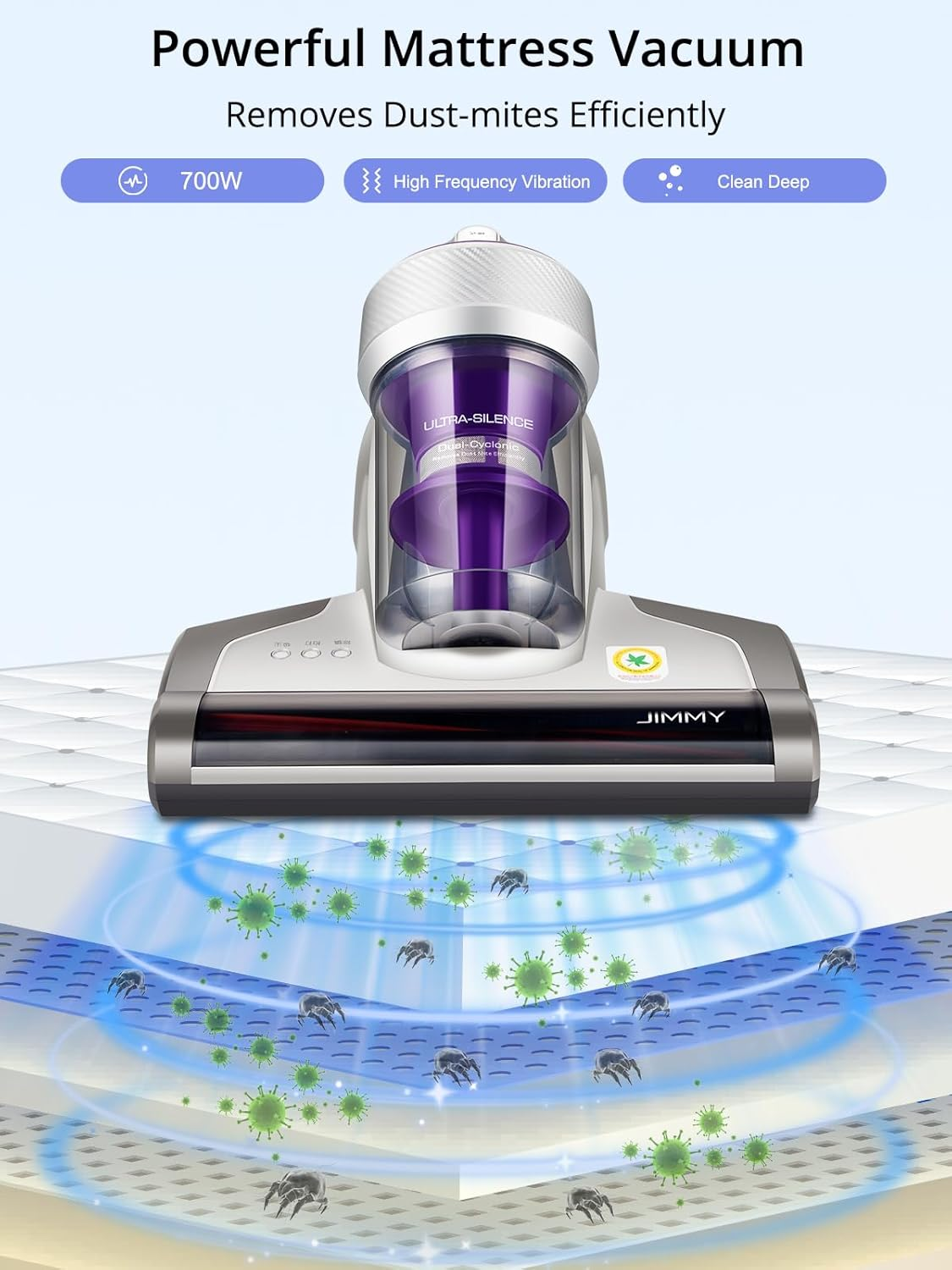 Jimmy Mattress Vacuum Cleaner 700W Power 14Kpa Suction Dust-Mite Vacuum Cleaner for Bed, Mattress, Sofa, Carpet, Couch and Pet Hair JV35 image number 3