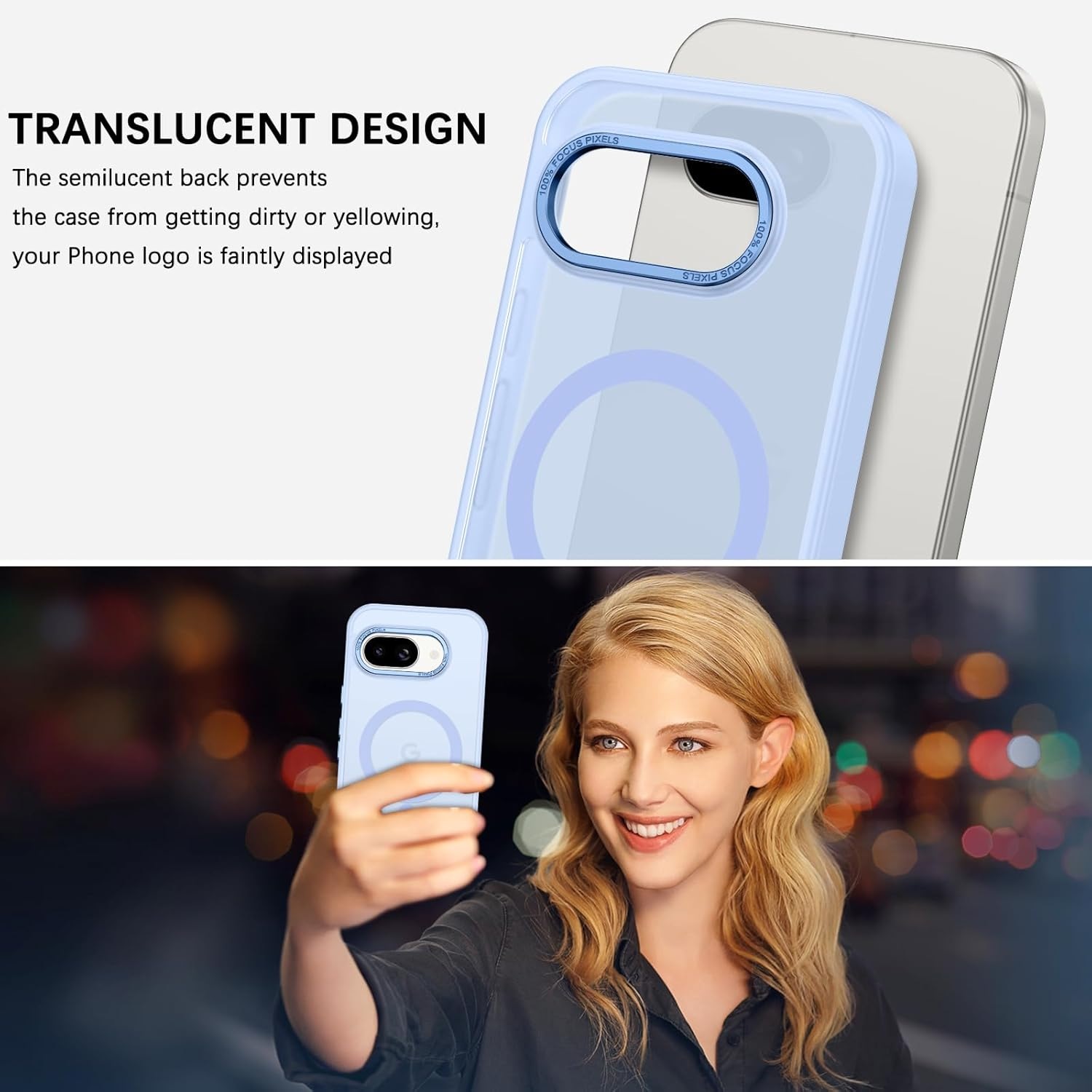 BENTOBEN for Google Pixel 9A Case, Magnetic Skin-Friendly Touch Slim Matte Phone Cases Supports Wireless Charging, Shockproof Full-Body Protective Cover for Google Pixel 9A 6.3 Inch (2025) Light Blue image number 2