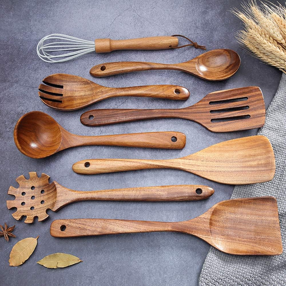 Teak Kitchen Utensils,Wooden Soup Spoon Kitchenware Seasoning Scoop Dipping,Oil Dipper,Meal Rice Scoop,Natural Utensils Handcrafted Cutlery Tool (Soup Spoon(10.6X3.15In))&hellip; image number 3