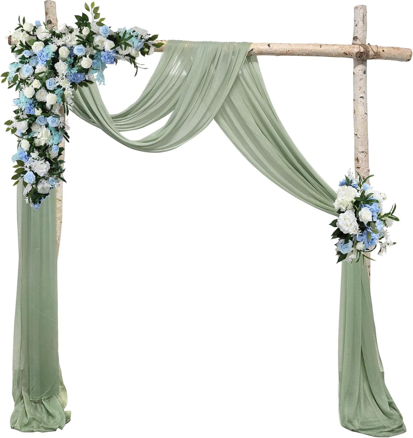 YALLOVE Wedding Arch Draping Fabric, 2 Panel 30" X 236" Drapes Sheer Backdrop Curtain for Ceremony Party Ceiling Decor (White, Terracotta)
