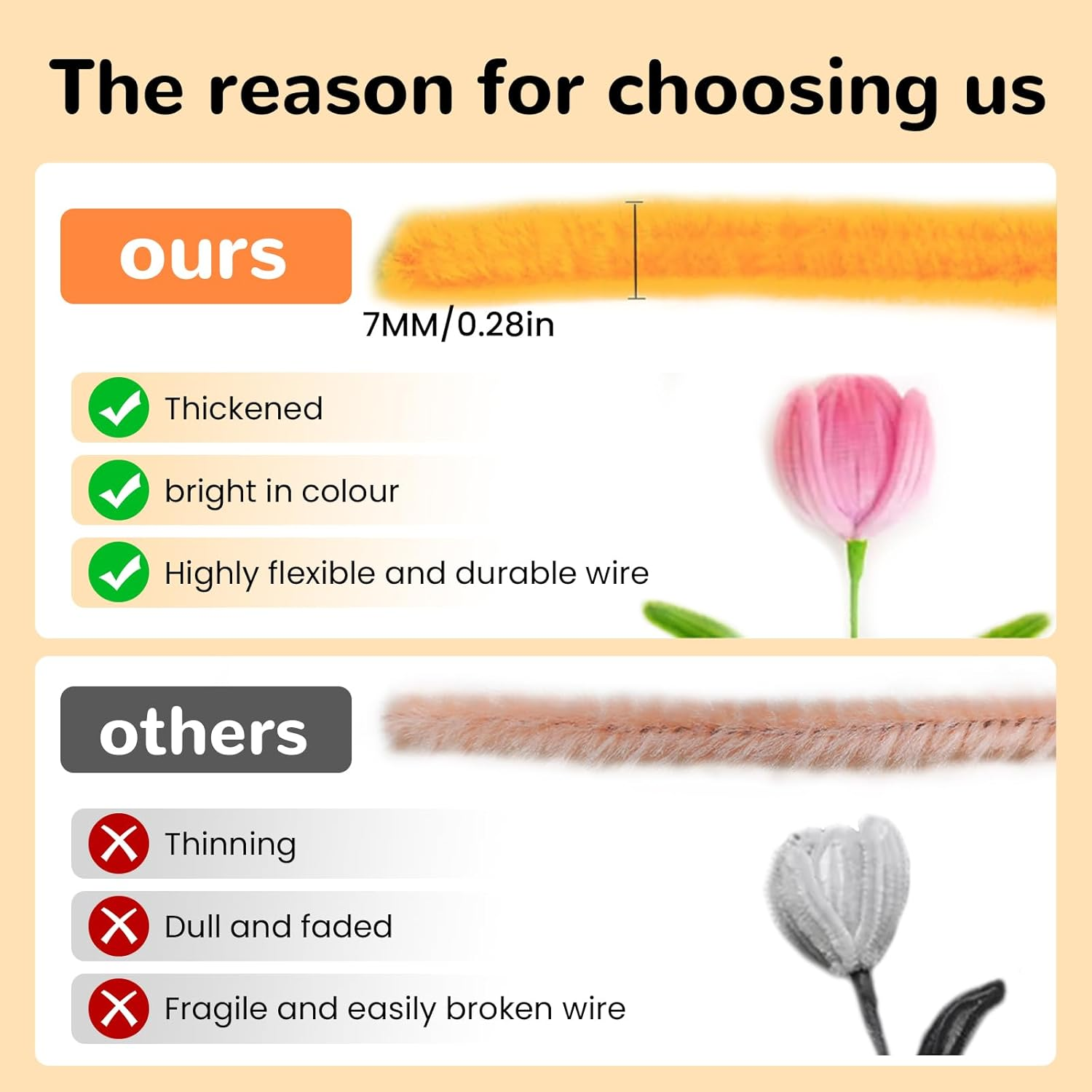 ESUOHYM 230PCS Upgraded 20 Colors Pipe Cleaners Craft Chenille Stems DIY Art Supplies Colorful Thick Fluffy Fuzzy Wire Sticks Bulk for Kids and Adults (20Colors) - Brown image number 5