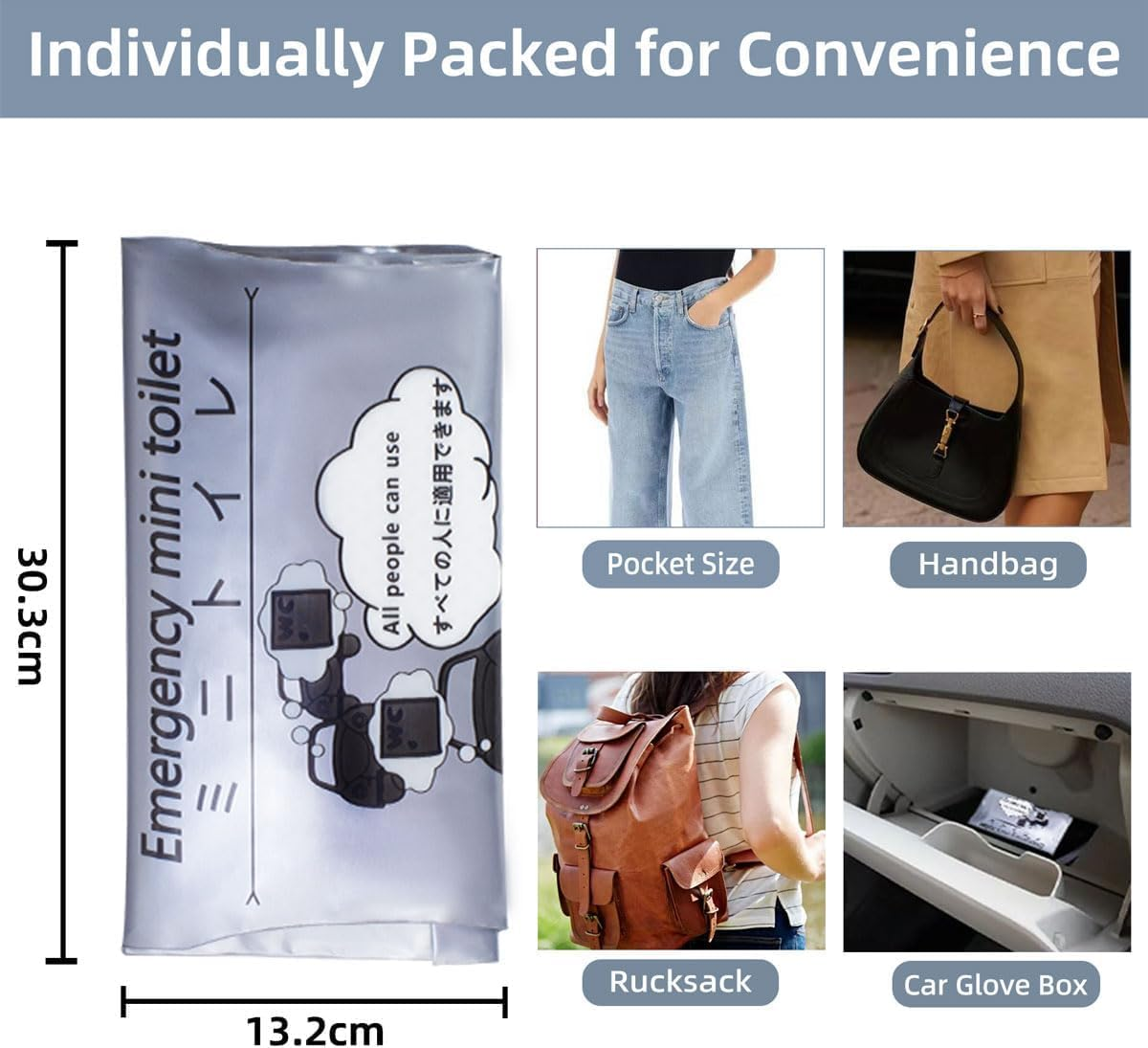 700Ml Disposable Travel Toilet Bag &ndash; No-Spill with Solidifier Gel for Cars Utes & Caravans &ndash; Unisex Leak-Proof Emergency Urinal for Adults & Children &ndash; 6-Pack image number 3