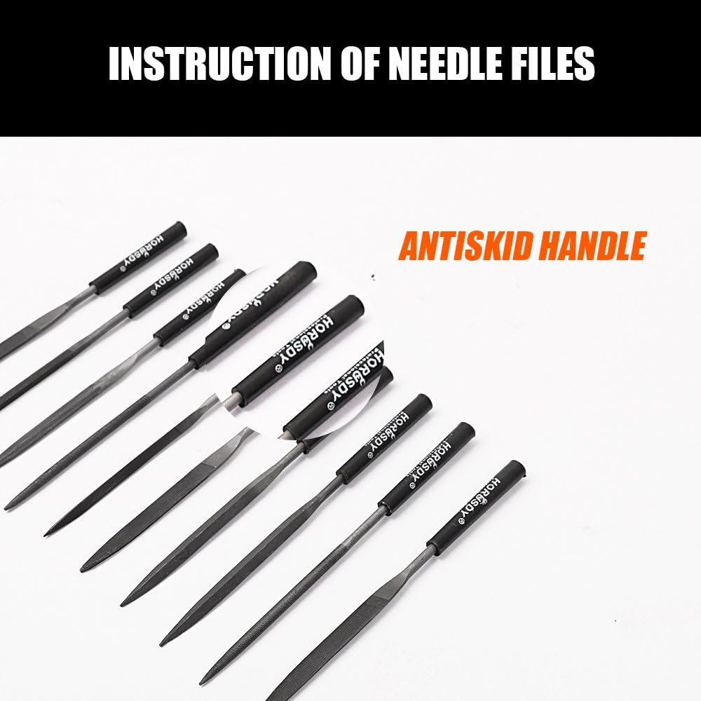 Horusdy 10-Piece Diamond Mini Needle File Set 160X4Mm 150 Grit for Metal Jeweller Wood Carving Craft