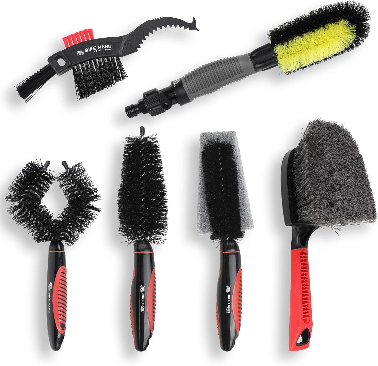 BIKEHAND 6 Pieces Bike Bicycle Cleaning Brush Kit - Cleaning Washing Tools Set - Bicycle Chain Parts Cleaner Maintenance Service Kit - Suitable for MTB, Road Hybrid Bikes image number 3