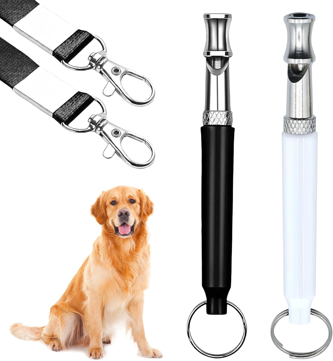 Pack of 2 Dog Whistles, High Frequency, Silent, against Barking, Dog Whistle, Recall, Adjustable Quiet Dog Whistles Device, anti Bark Whistles, Not Audible, Metal Whistle Training Lanyard for Dog image number 2