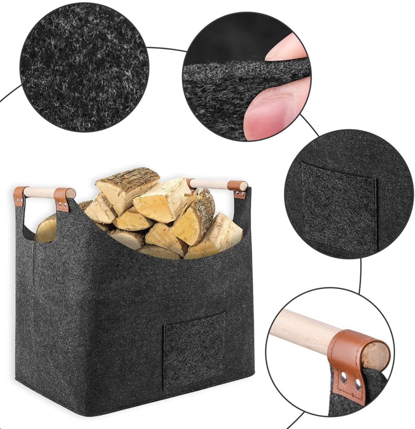 Firewood Carry Bag - Fireplace Log Carrier Holders | Reusable Fireplace Carrier Tote Bag, Portable Multifunctional Log Bag for Indoor, Winter