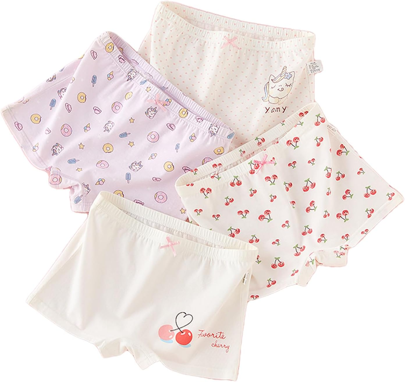 ZONEY 4 Pack Little Girls Cotton Underwear Soft Shorts Kids Boxer Briefs Panties for 2-10 Years