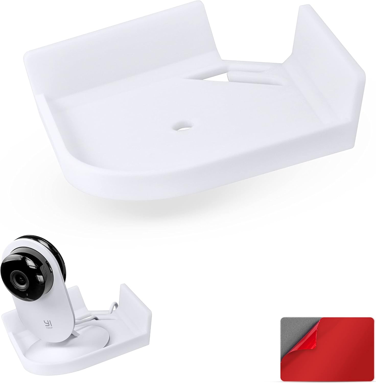 BRAINWAVZ Drill Free Universal Corner Baby Monitor & Security Camera Wall Mount Shelf, Tilted for Optimal Viewing, 3M VHB Adhesive, Screwless, Easy to Install, White image number 5