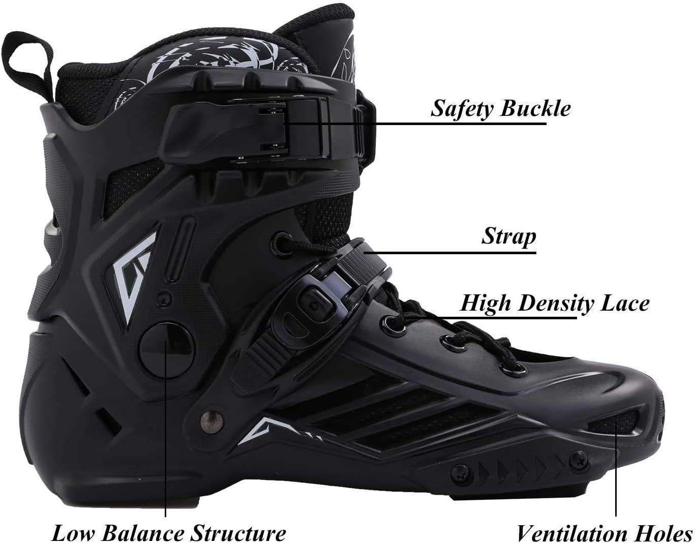 LIKU Black Professional Roller Inline Skates Unisex image number 2
