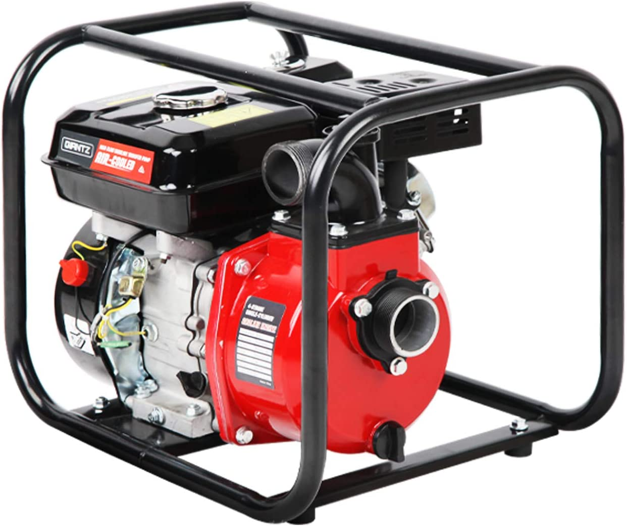 Giantz Petrol Water Pump, 2" High Flow Transfer Fire Fighting Pumps Rain Tank Oil Irrigation Garden Farm Pond Outdoor Irrigations, with Hose Fittings Inlet Filter Rubber Feet Black Red