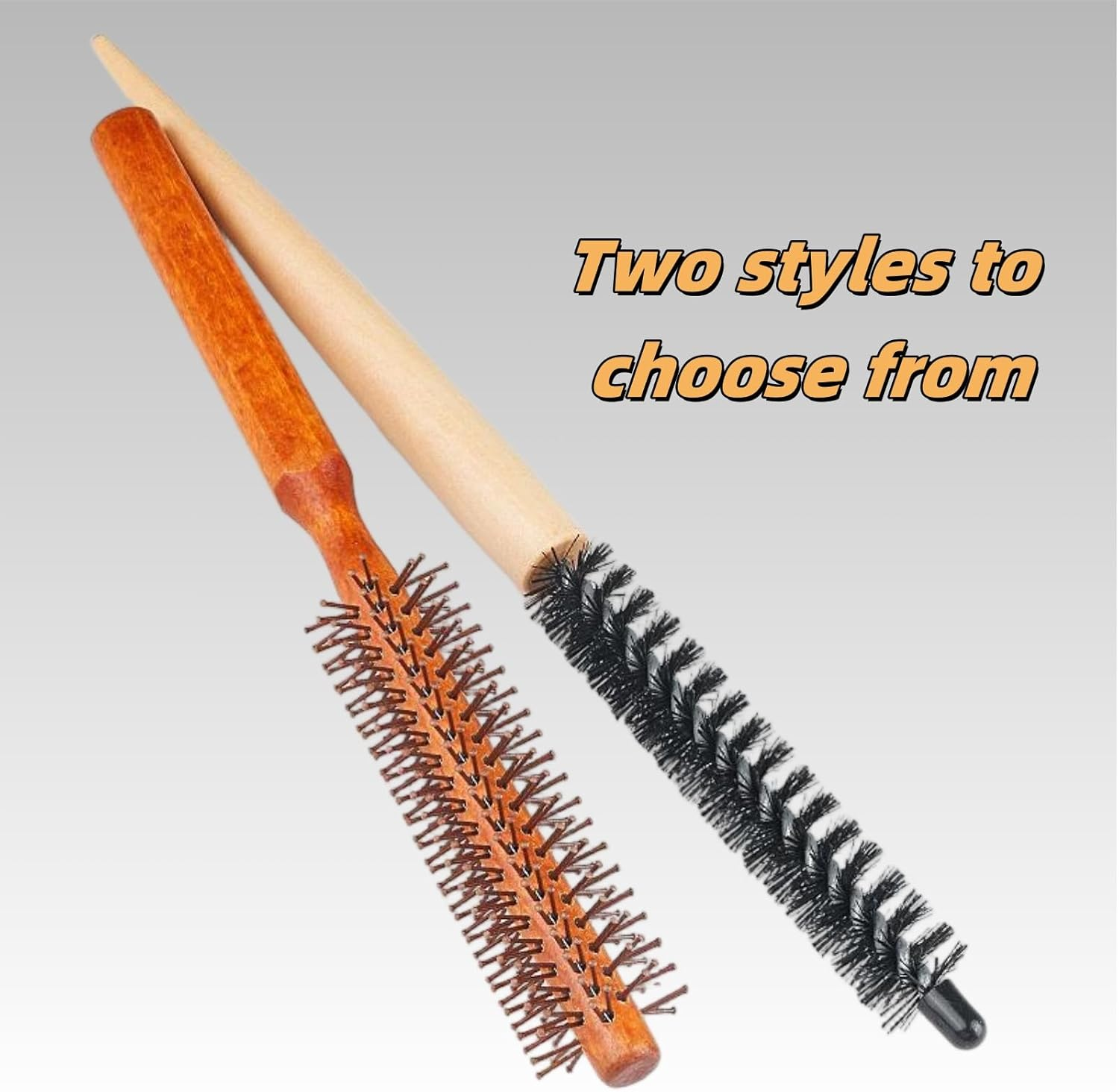 Luojinluoda 2-Pack Small round Hair Brush Set Mini Curl Brushes with Nylon Bristles Curly Hair Brush and Blow Dry Brush 2 in 1 Hair Styling Tools for Thin Hair Short Hair Bangs Blow Drying and Lifting 2 Styles for Women and Men image number 3