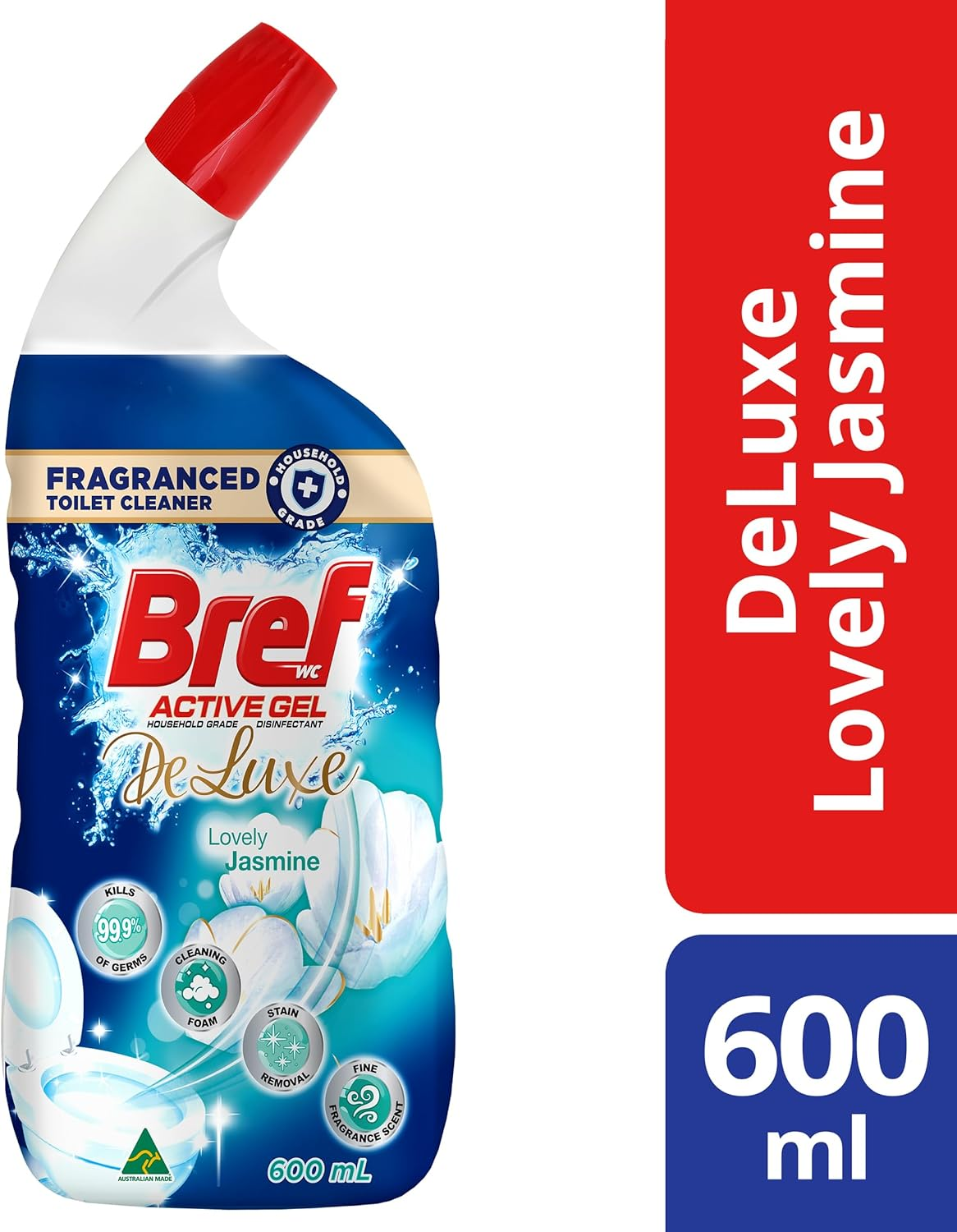 Bref Deluxe Active Gel Lovely Jasmine Toilet Cleaner 600Ml image number 4