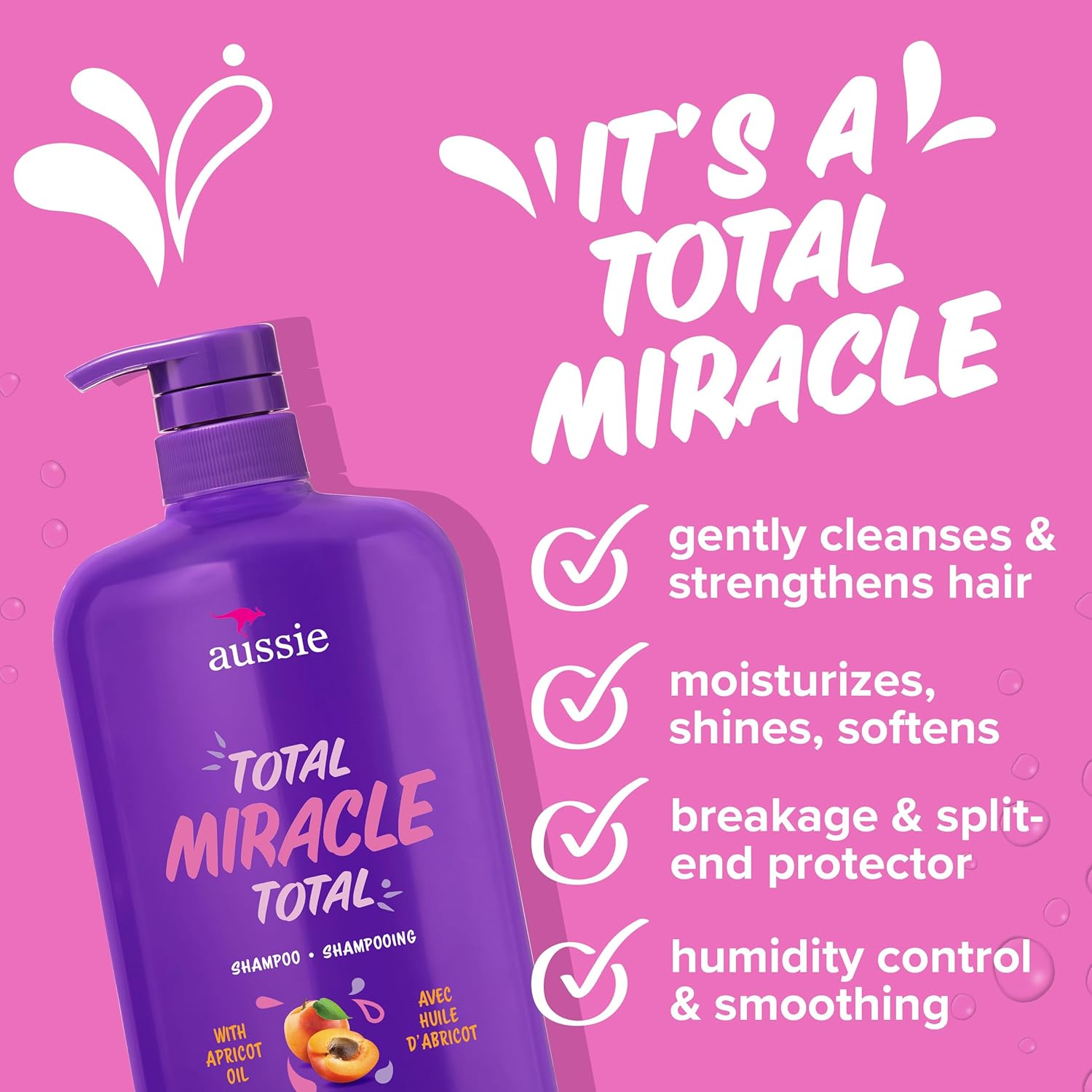 Aussie Total Miracle Shampoo, 30.4 Fluid Ounce, Pack of 4 image number 2