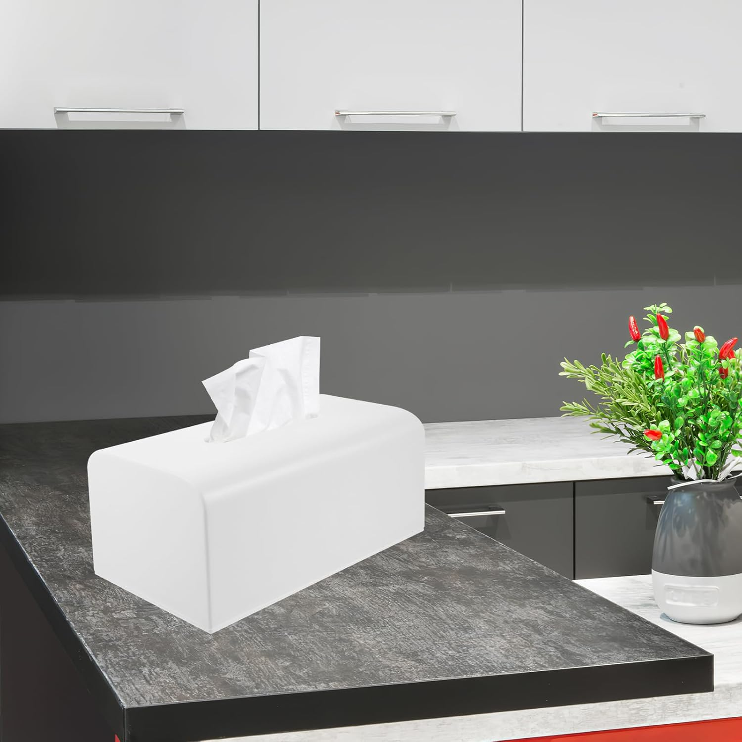 VICASKY Car Plastic Tissue Box Holder Square Tissue Box Cover White Napkin Storage Container Practical for Home and Office image number 3