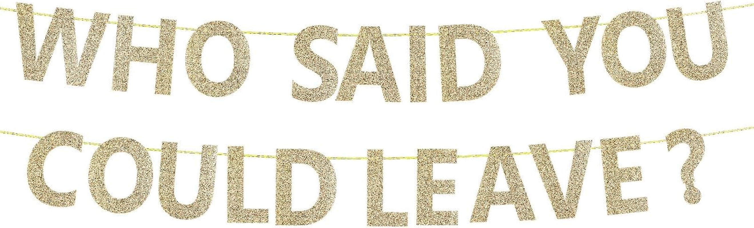 WHO SAID YOU COULD LEAVE Banner Funny Retirement Banner Retirement Party Decorations Farewell Banner Supplies for Leaving Work Colleague (Gold) image number 3