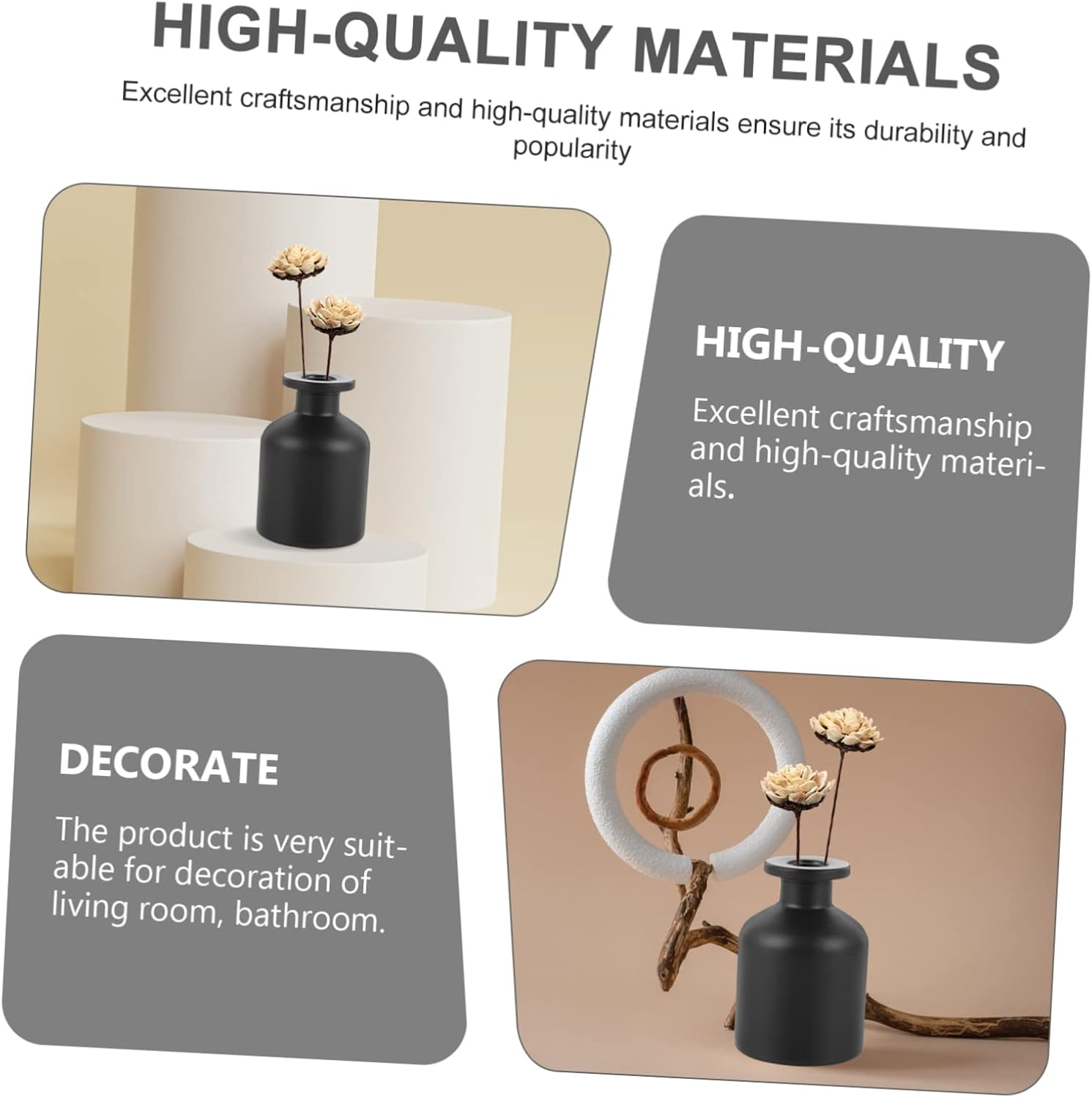 Yardenfun Aroma Glass Bottles Set 2Pcs 100Ml Black Frosted Refillable Essential Oil Diffuser Containers for Home Aromatherapy Room Fragrance Decor image number 1