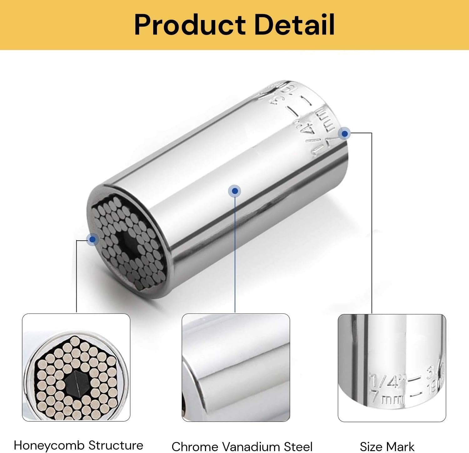 Ezonedeal Universal Socket Wrench Set Magic Spanner Grip Power (7-19Mm) Multi-Function Ratchet Universal Wrench Power Drill Adapter Set (2PCS) image number 3